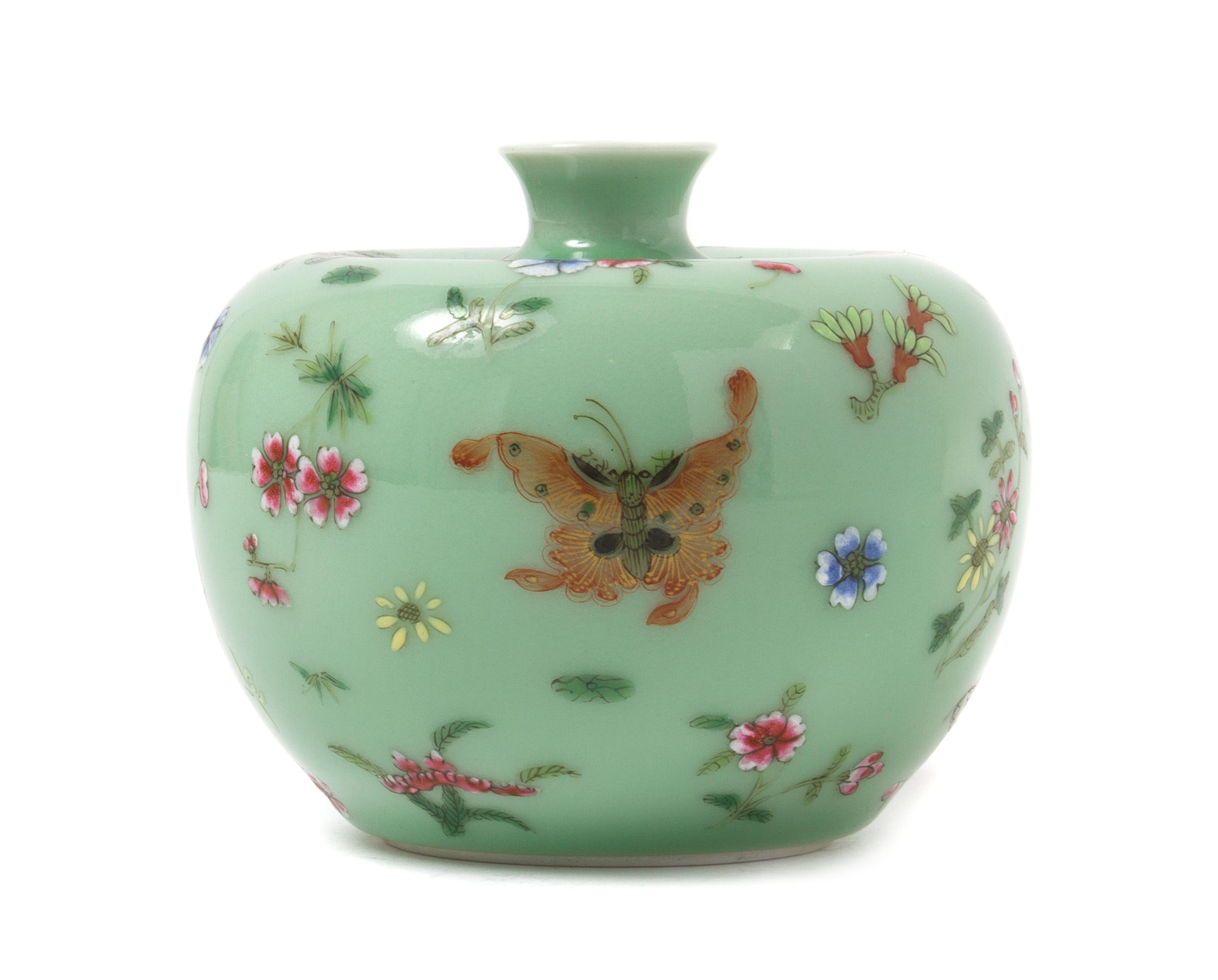 A Famille Rose Porcelain Vase Height 3 1/2 inches.