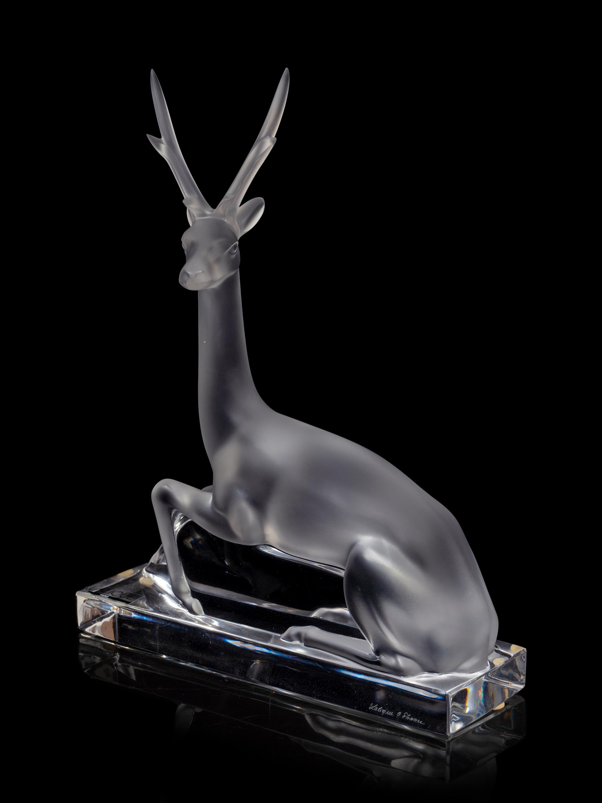 A Lalique Deer Ornament