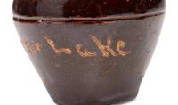 Six Fair and Amusement Park Souvenir Slip-Glazed Miniature Stoneware Vessels