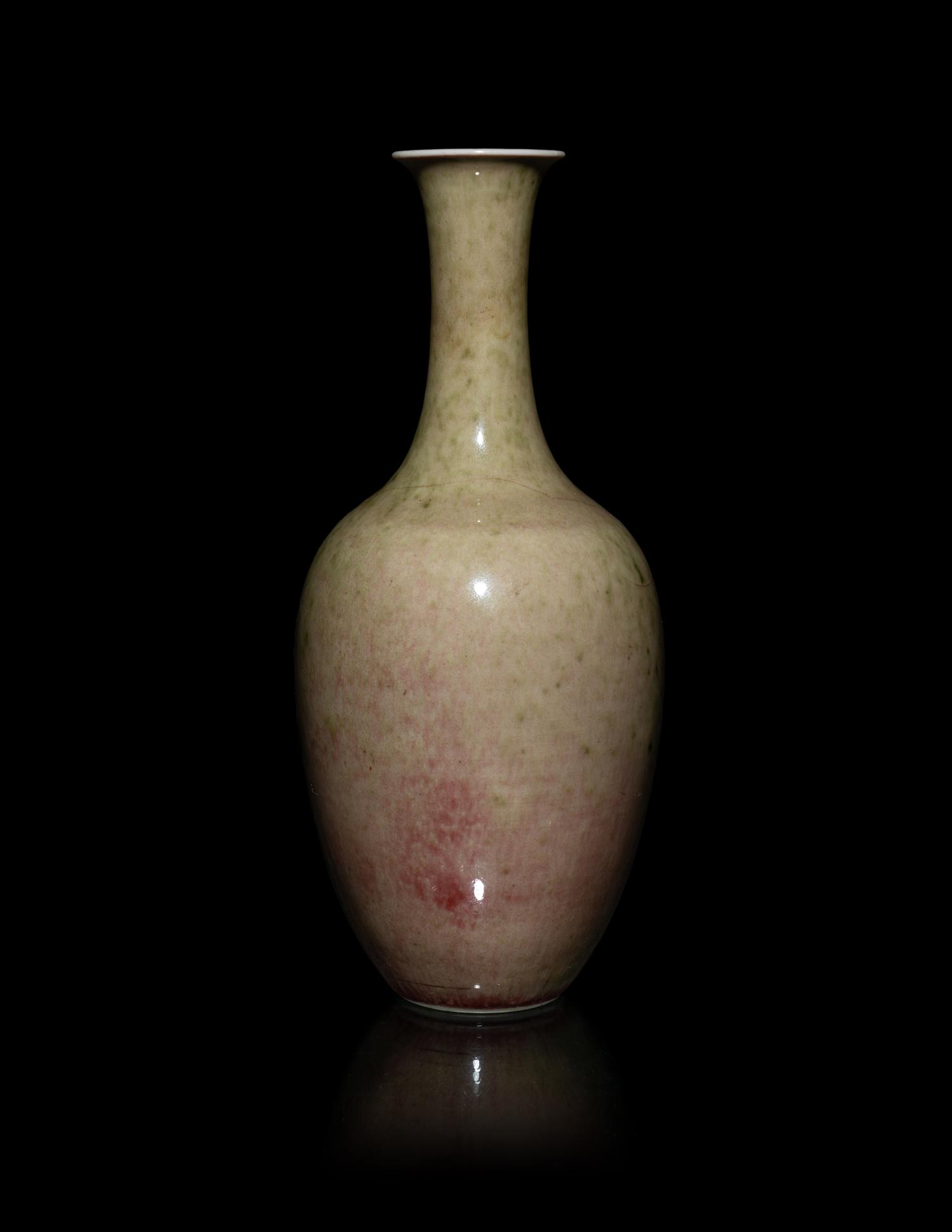 A Chinese Peachbloom Glazed Porcelain Amphora Vase