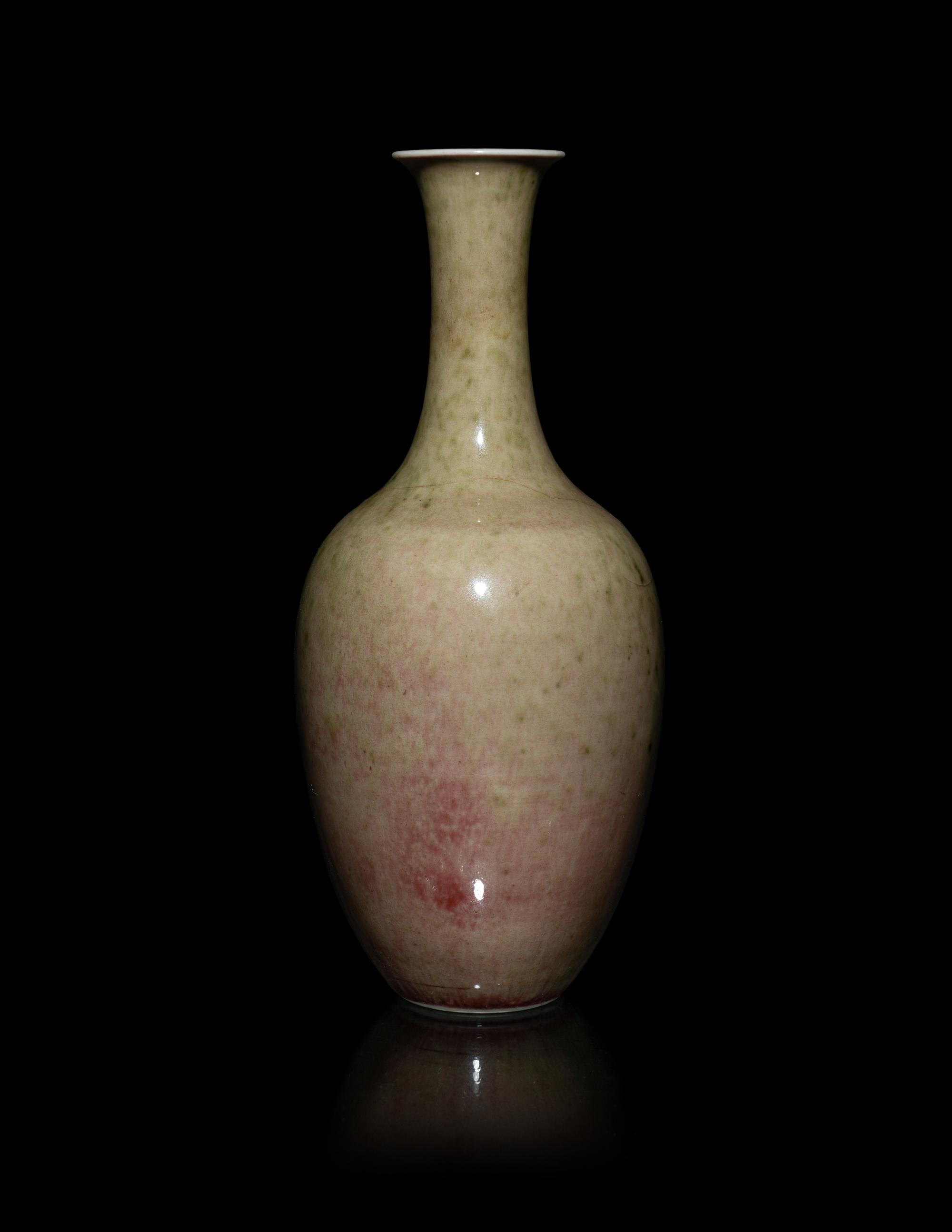 A Chinese Peachbloom Glazed Porcelain Amphora Vase