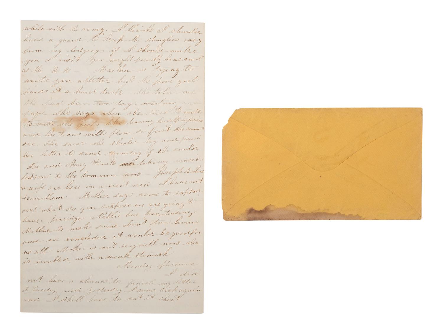 [CIVIL WAR]. Letter to Capt. Fogler of the famed 20th Maine, speculating about CSA poisoning bullets