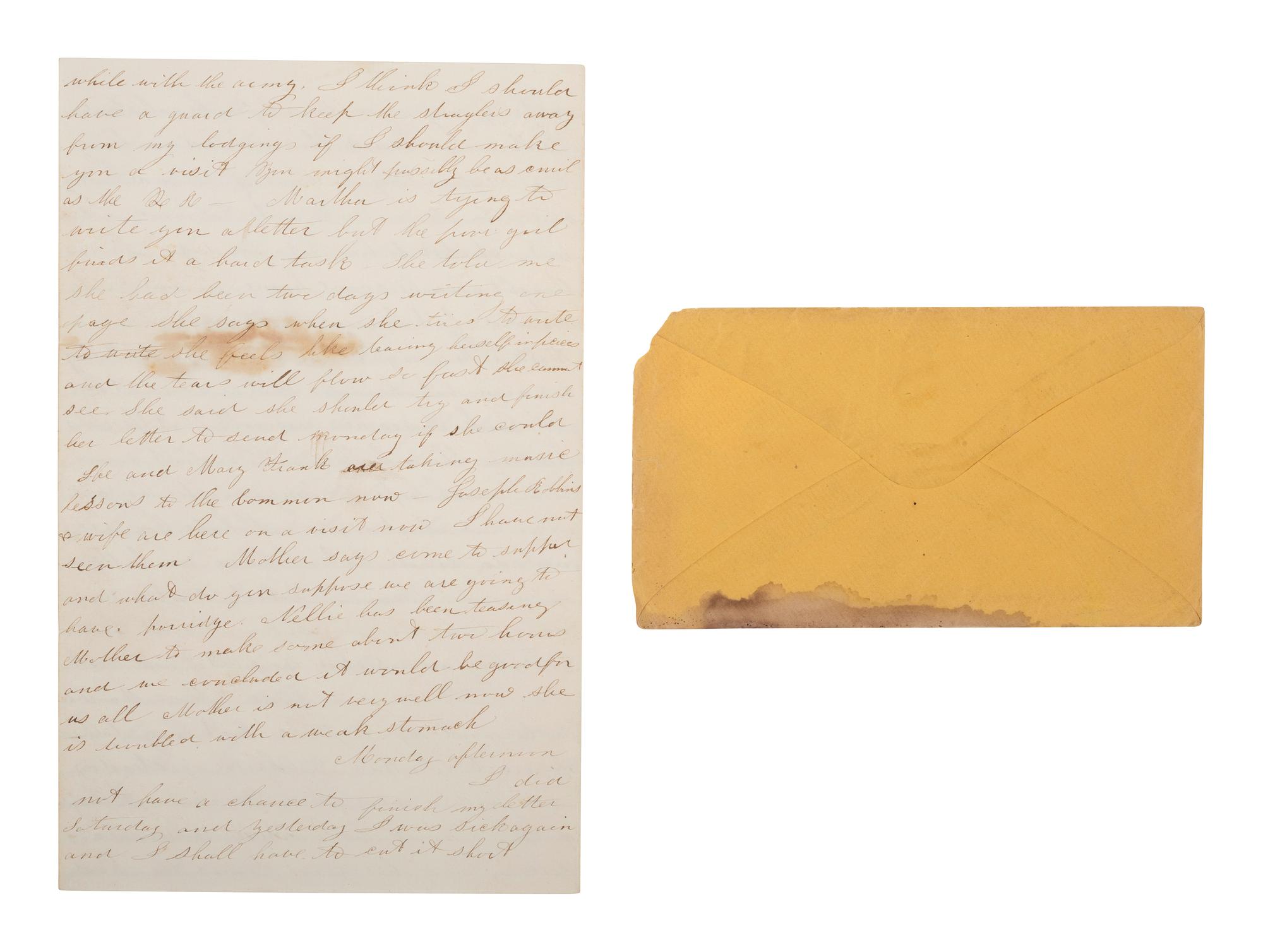 [CIVIL WAR]. Letter to Capt. Fogler of the famed 20th Maine, speculating about CSA poisoning bullets