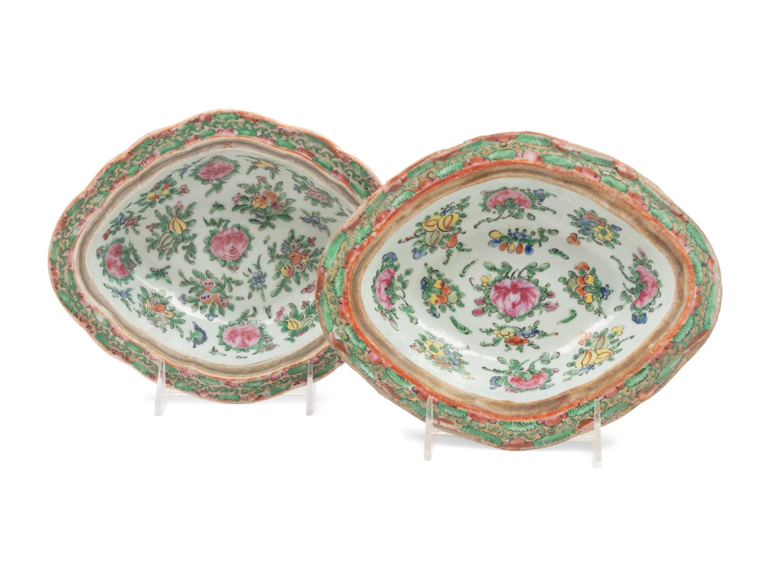 Two Rose Medallion Porcelain Entree Dishes