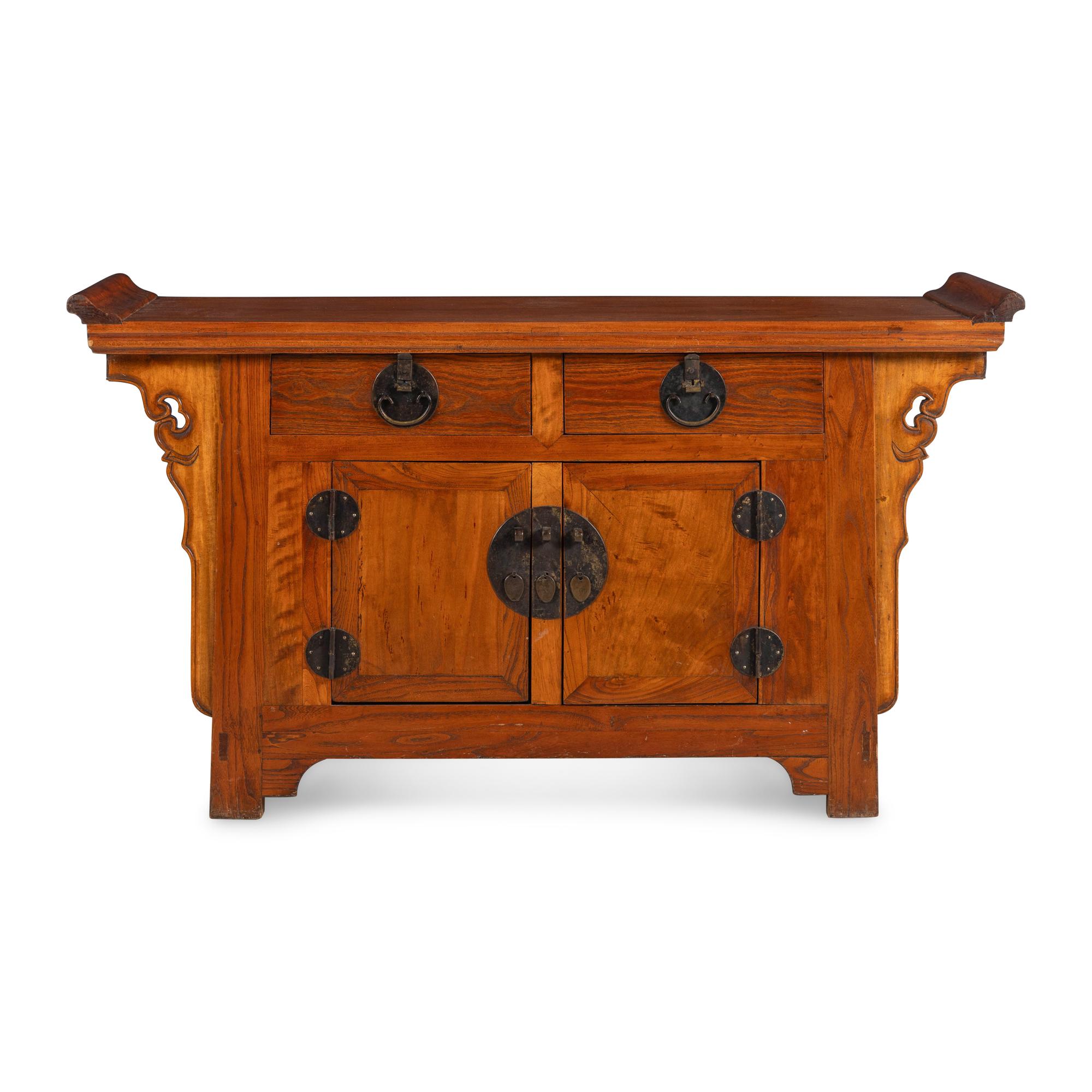 A Chinese Mixed-Wood Two-Drawer Coffer — 雜木翘头联二橱
