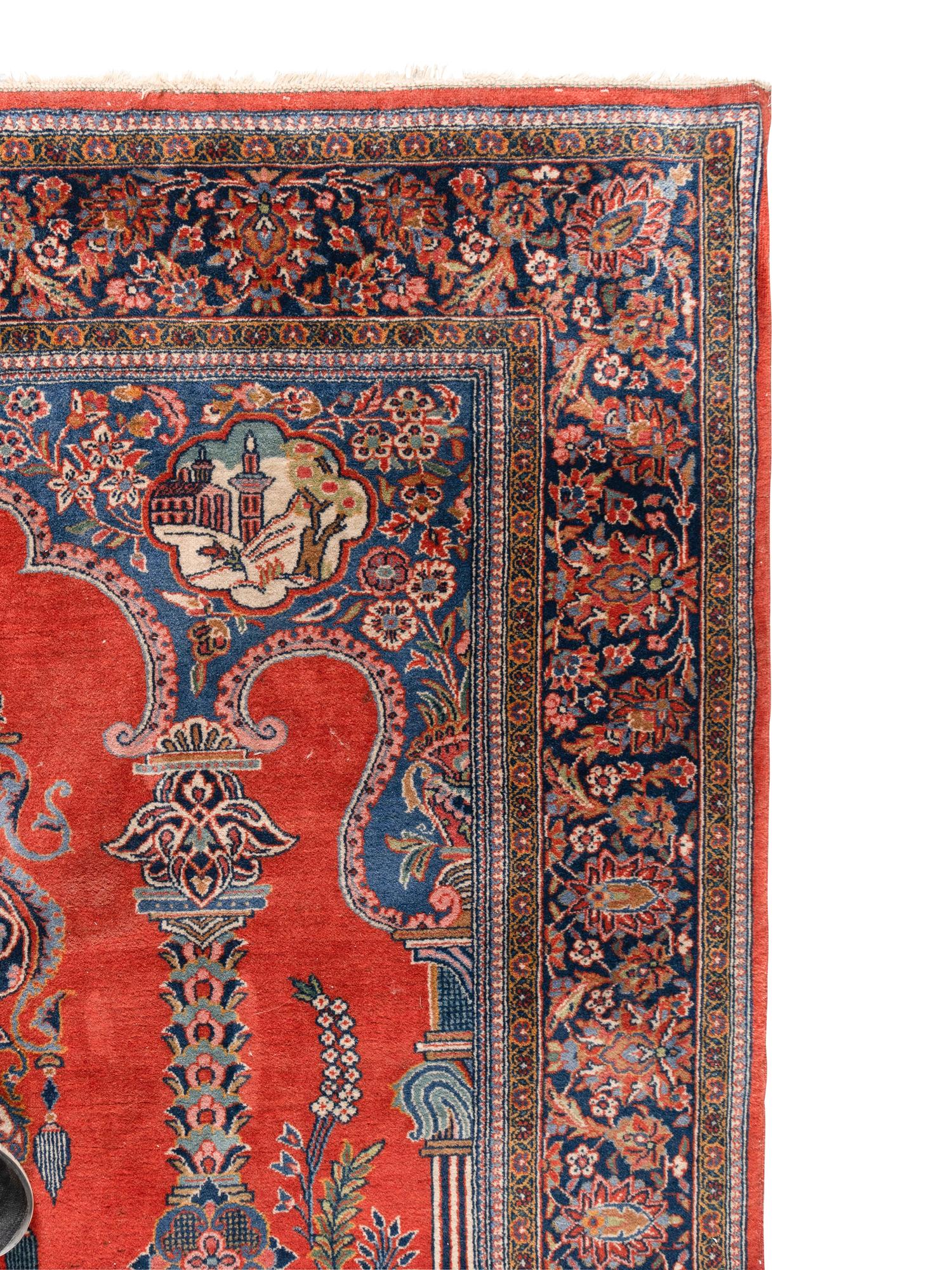 A Kashan Wool Prayer Rug