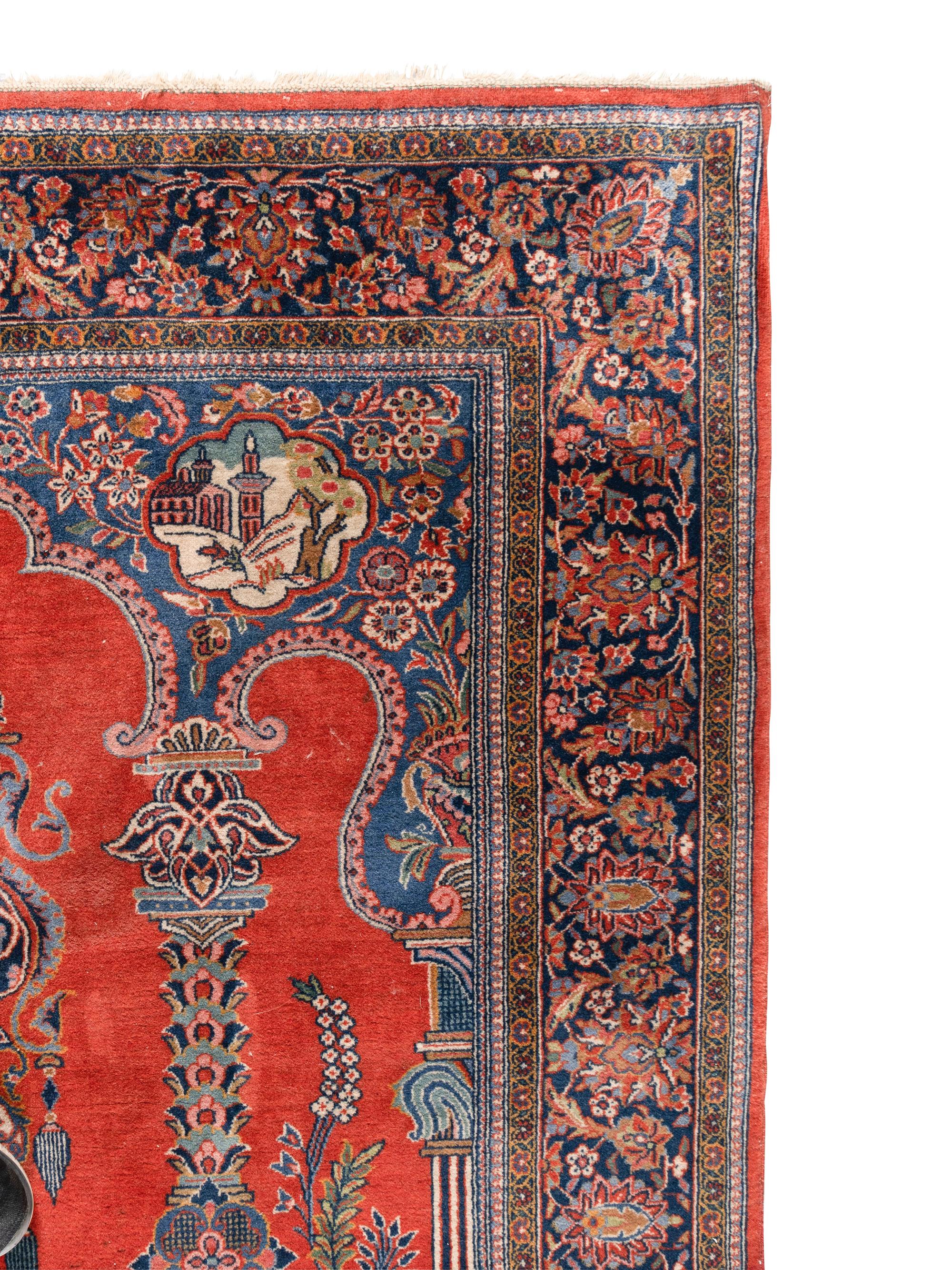 A Kashan Wool Prayer Rug