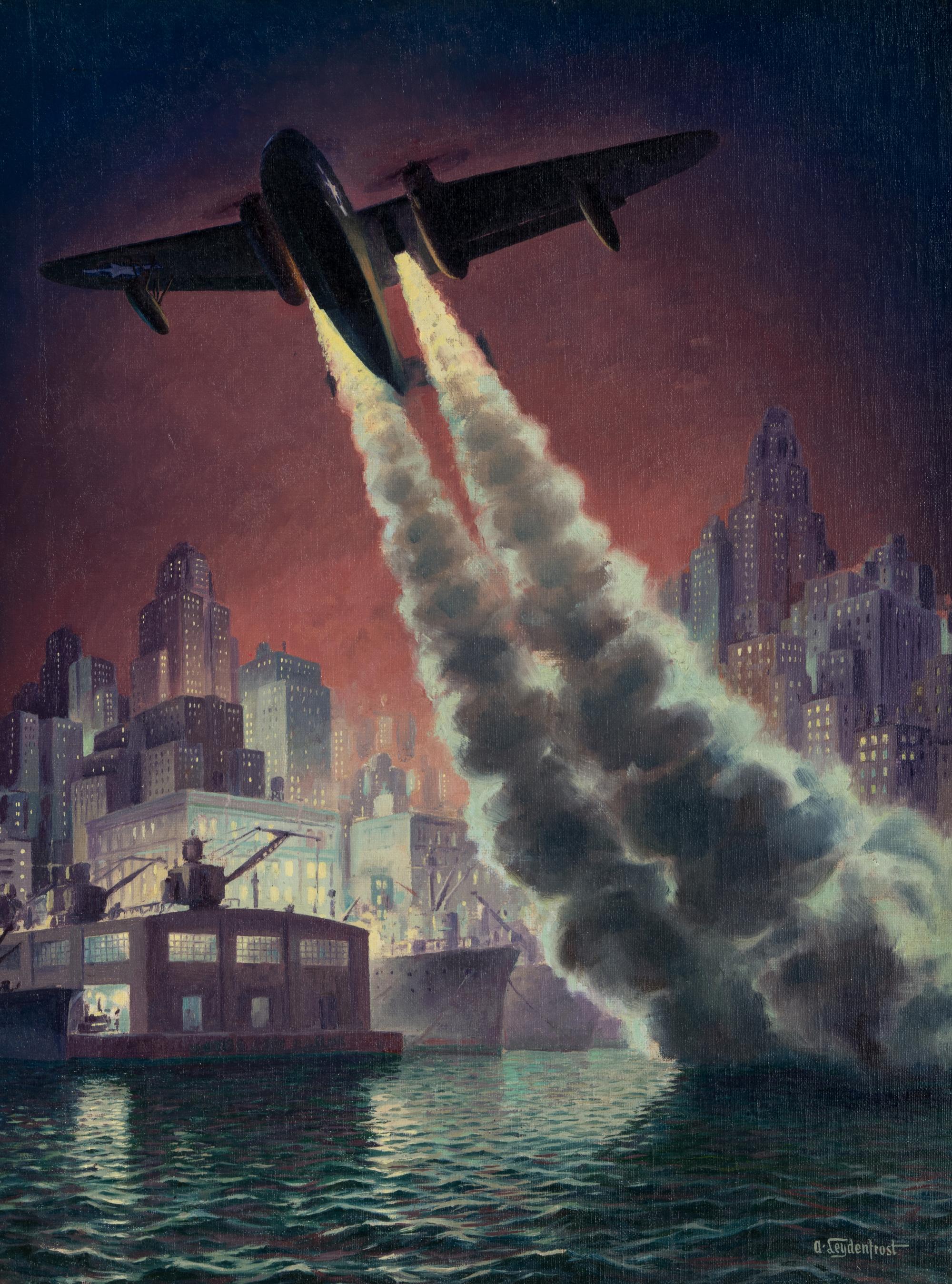LEYDENFROST, Alexander (1888-1961). Mariner is First with Jet Assisted Take-Off (JATO) . c. 1945.