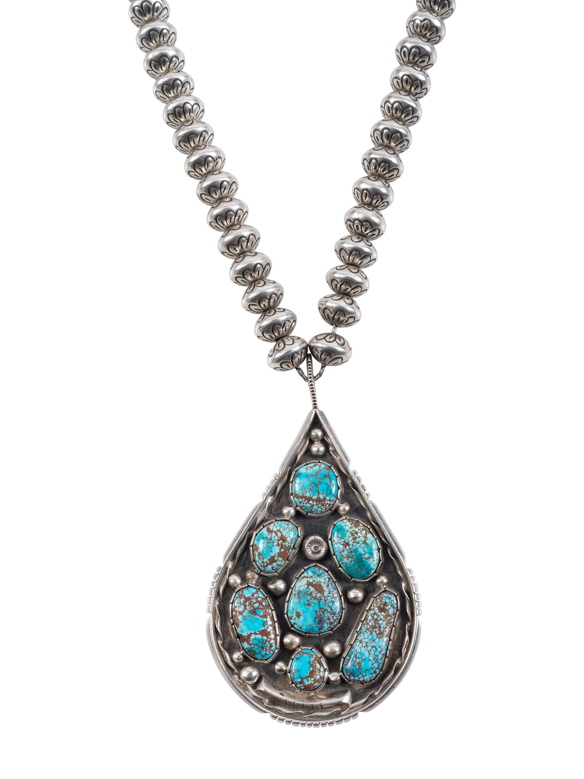 Silver and #8 Turquoise Necklace