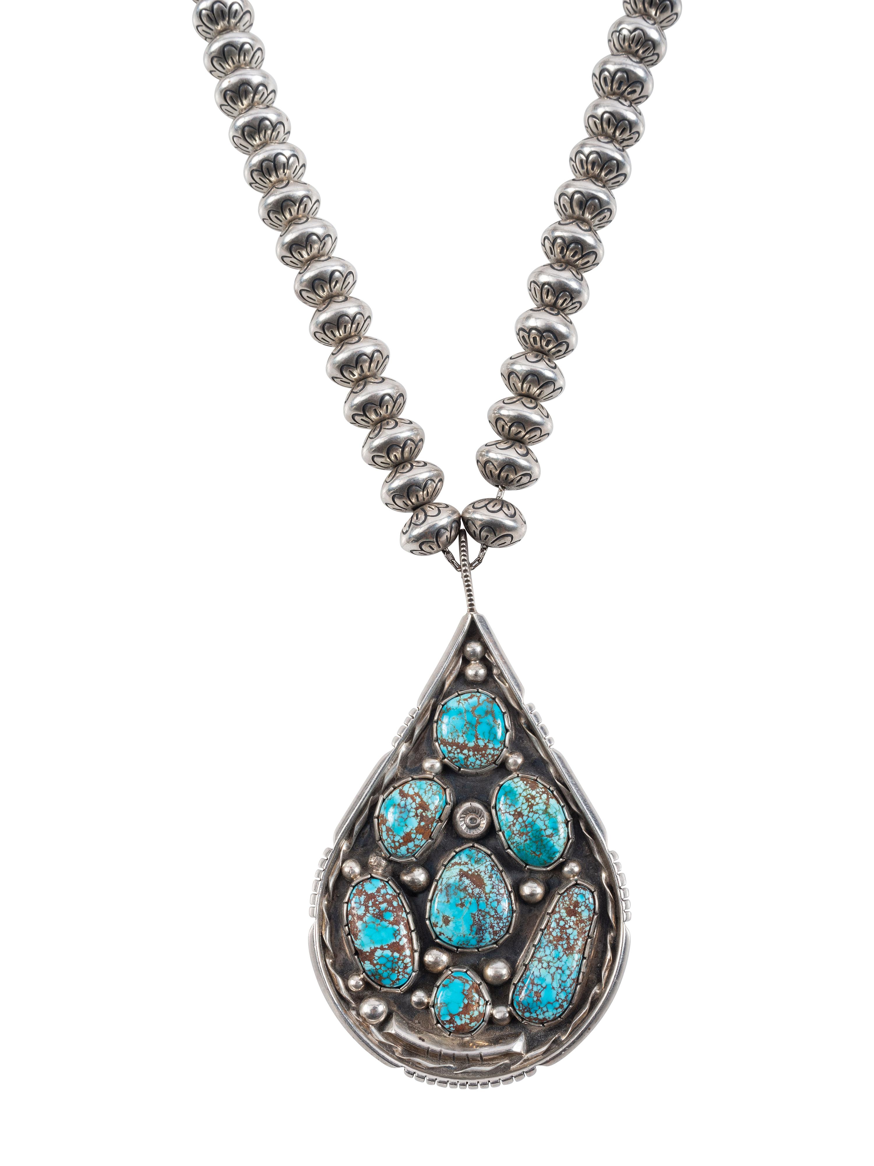 Silver and #8 Turquoise Necklace