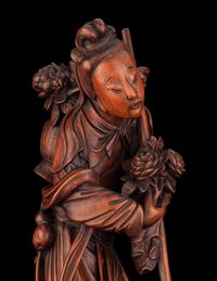 A Chinese Boxwood Figure of a Female Immortal