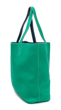 An Hermes Bleu Thalassa/Menthe 45cm Taurillon Clemence Double Sens Tote, 17.5" x 15.5" x 5".