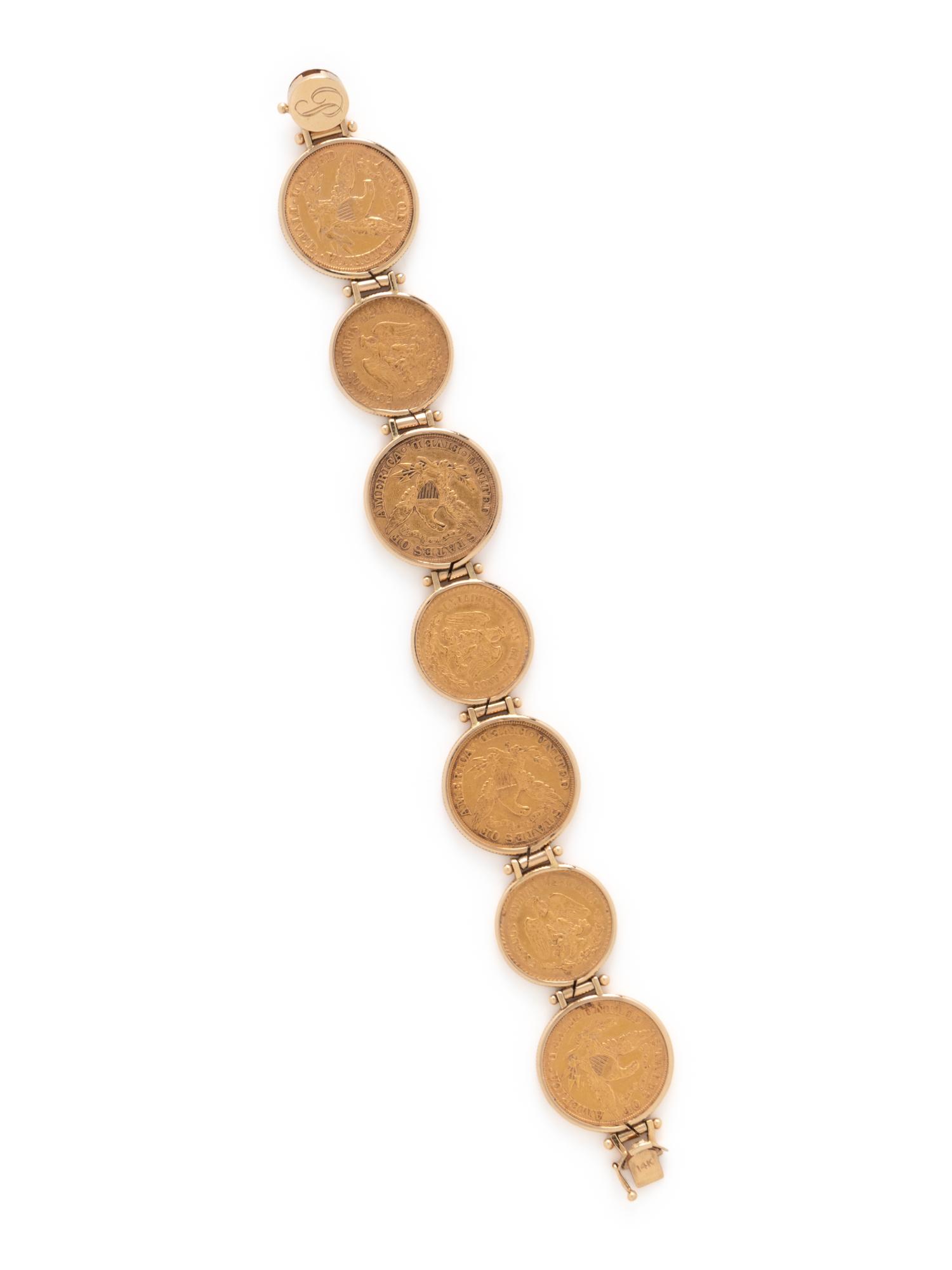 YELLOW GOLD AND COIN BRACELET