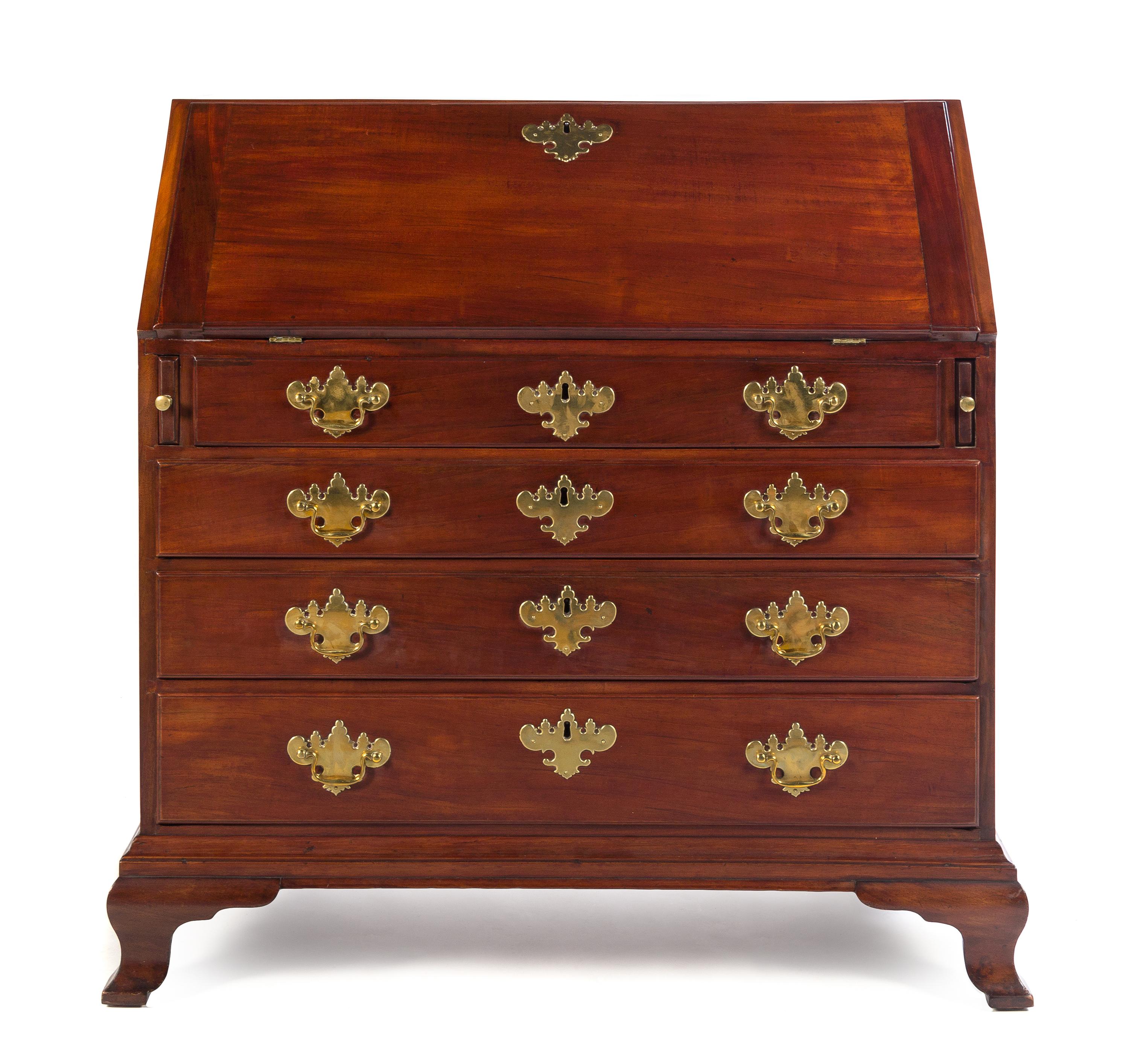 A Chippendale Mahogany Slant-Front Desk Attributed to John Goddard, Newport, Rhode Island