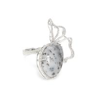SIFEN CHANG, DENDRITIC OPAL AND DIAMOND RING