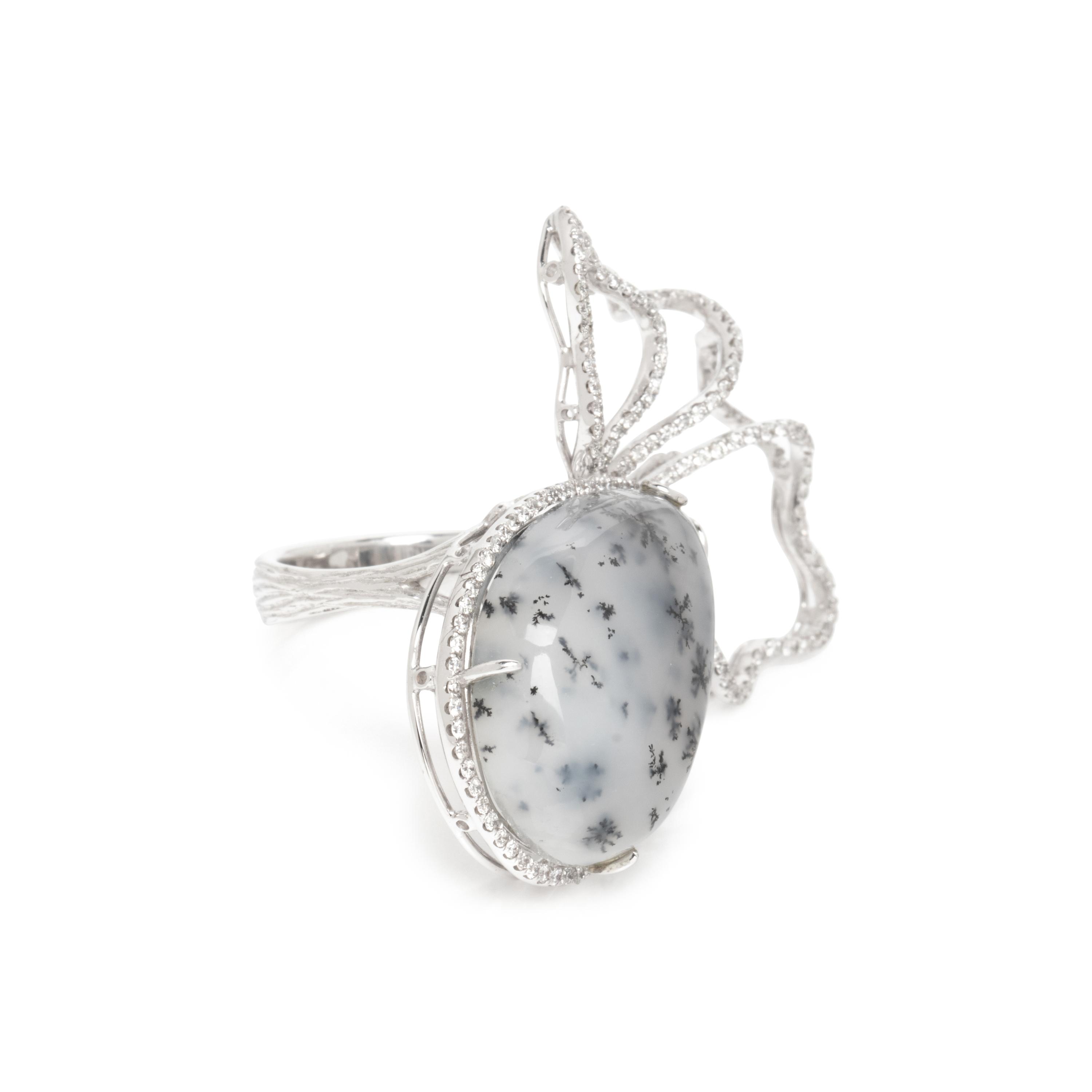 SIFEN CHANG, DENDRITIC OPAL AND DIAMOND RING