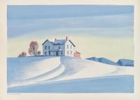 House on a Hill in the Snow