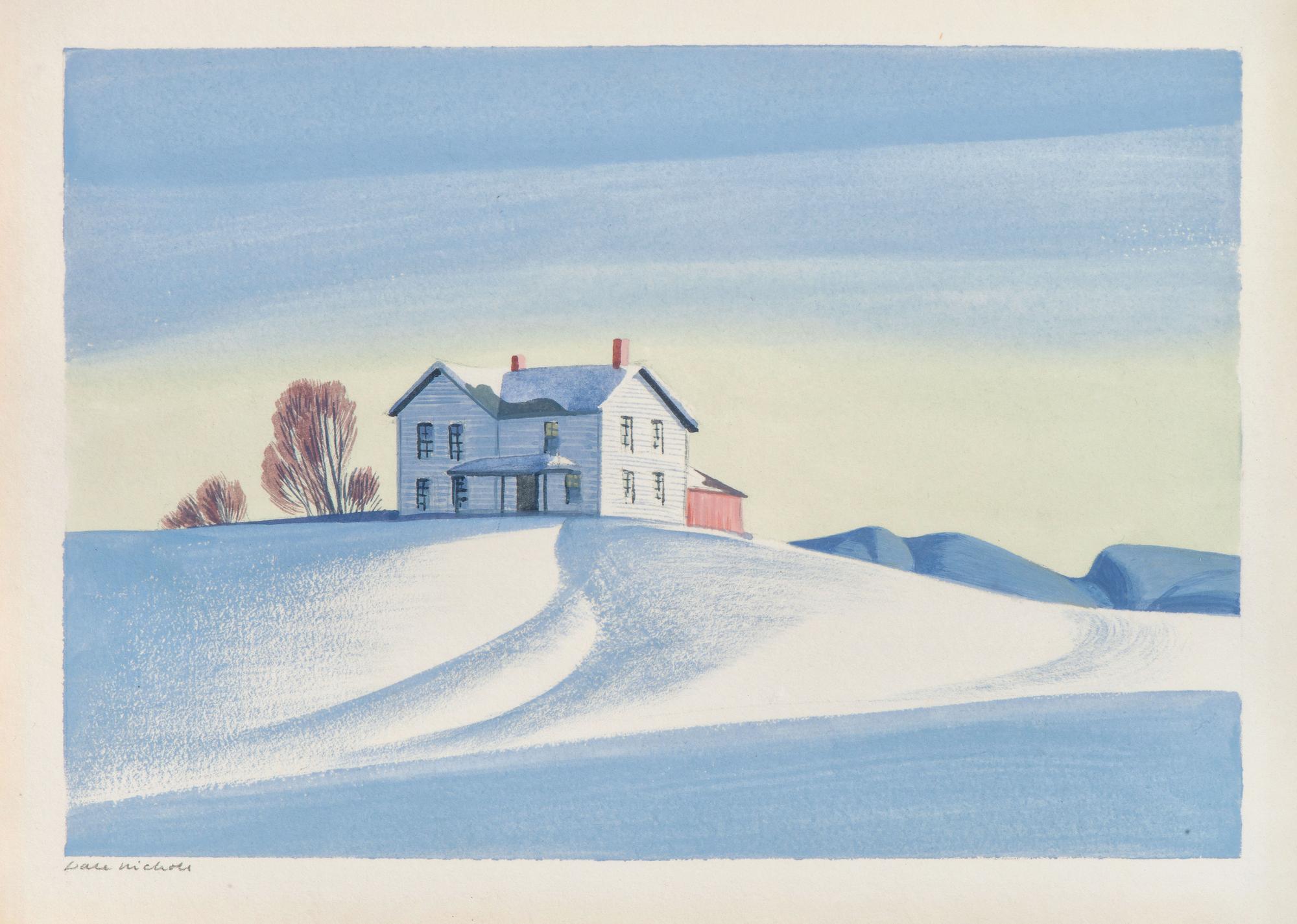 House on a Hill in the Snow