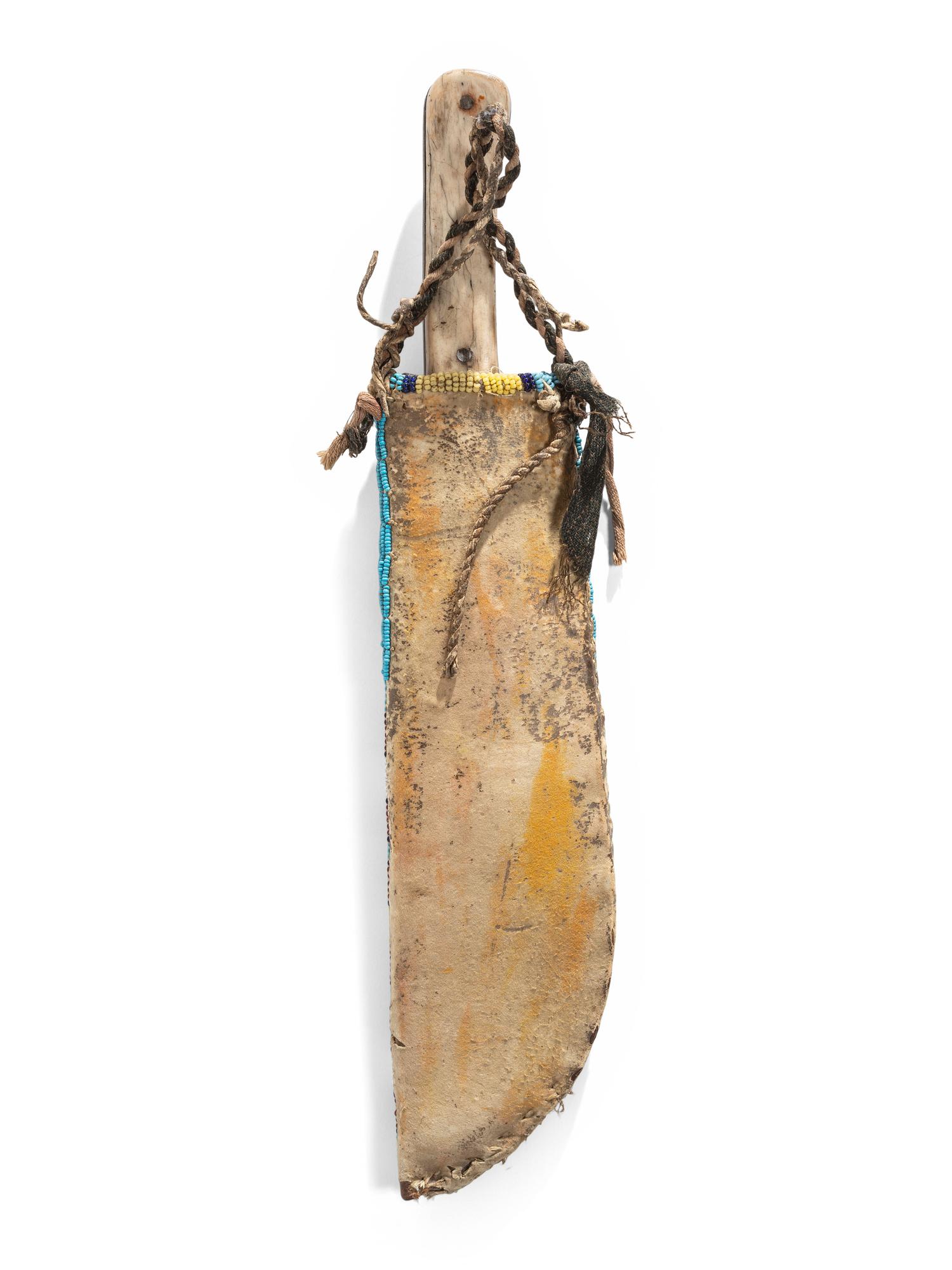 Sioux Beaded Buffalo Hide Knife Sheath, with Knife