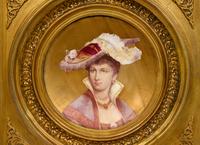 A Pair of French Porcelain Plaques in Giltwood Frames