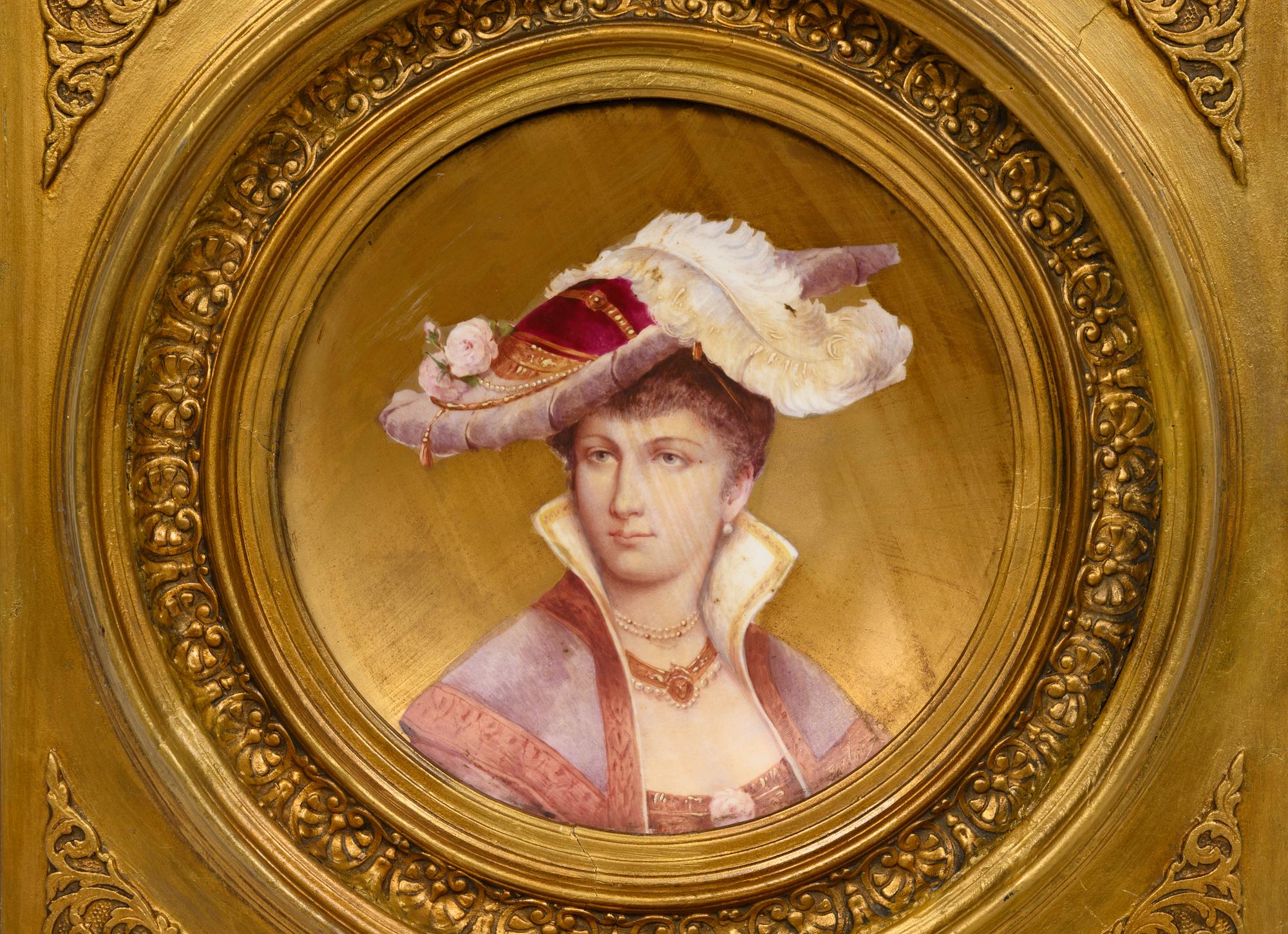 A Pair of French Porcelain Plaques in Giltwood Frames