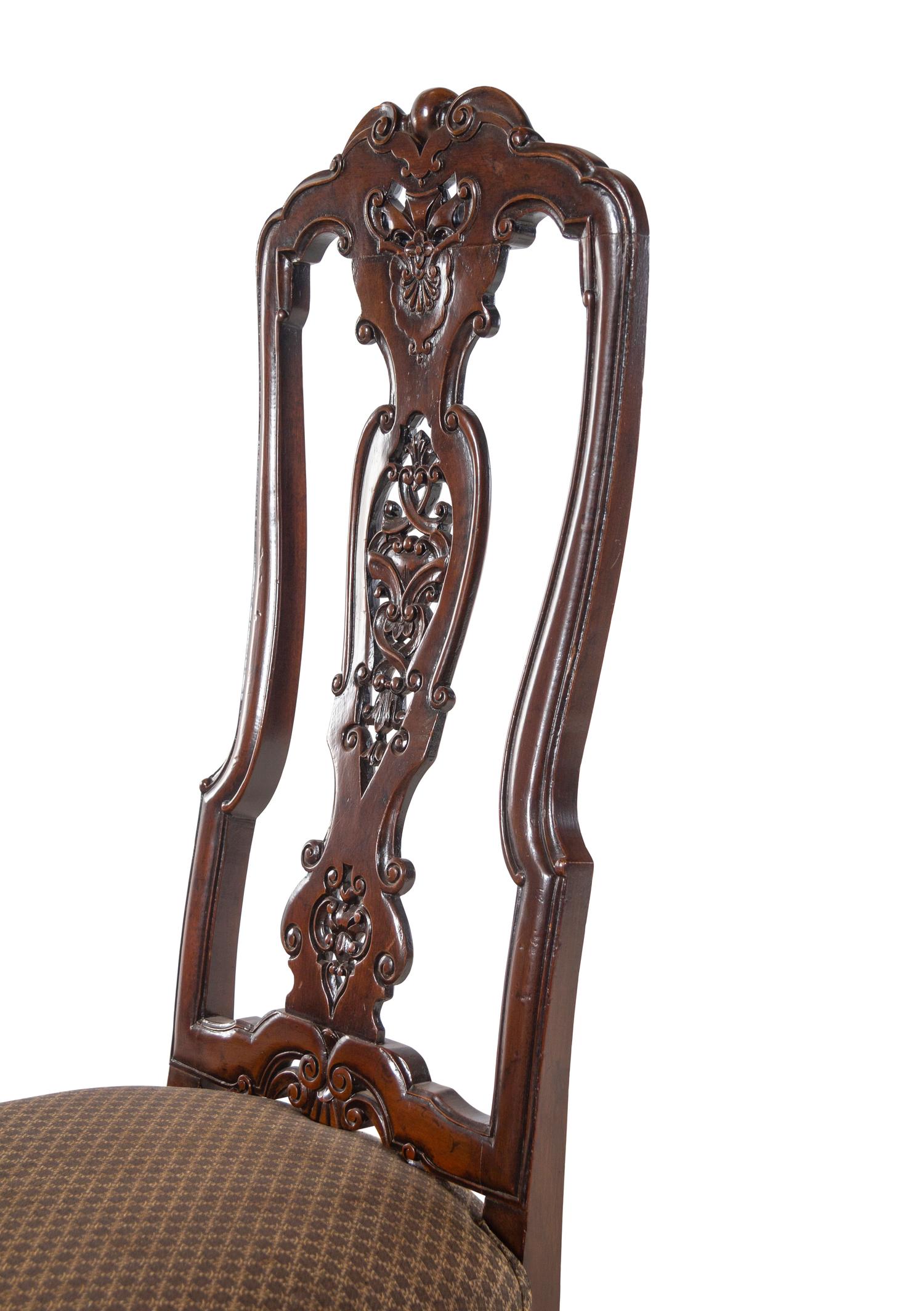 A Set of Ten Baroque Style Walnut Dining Chairs