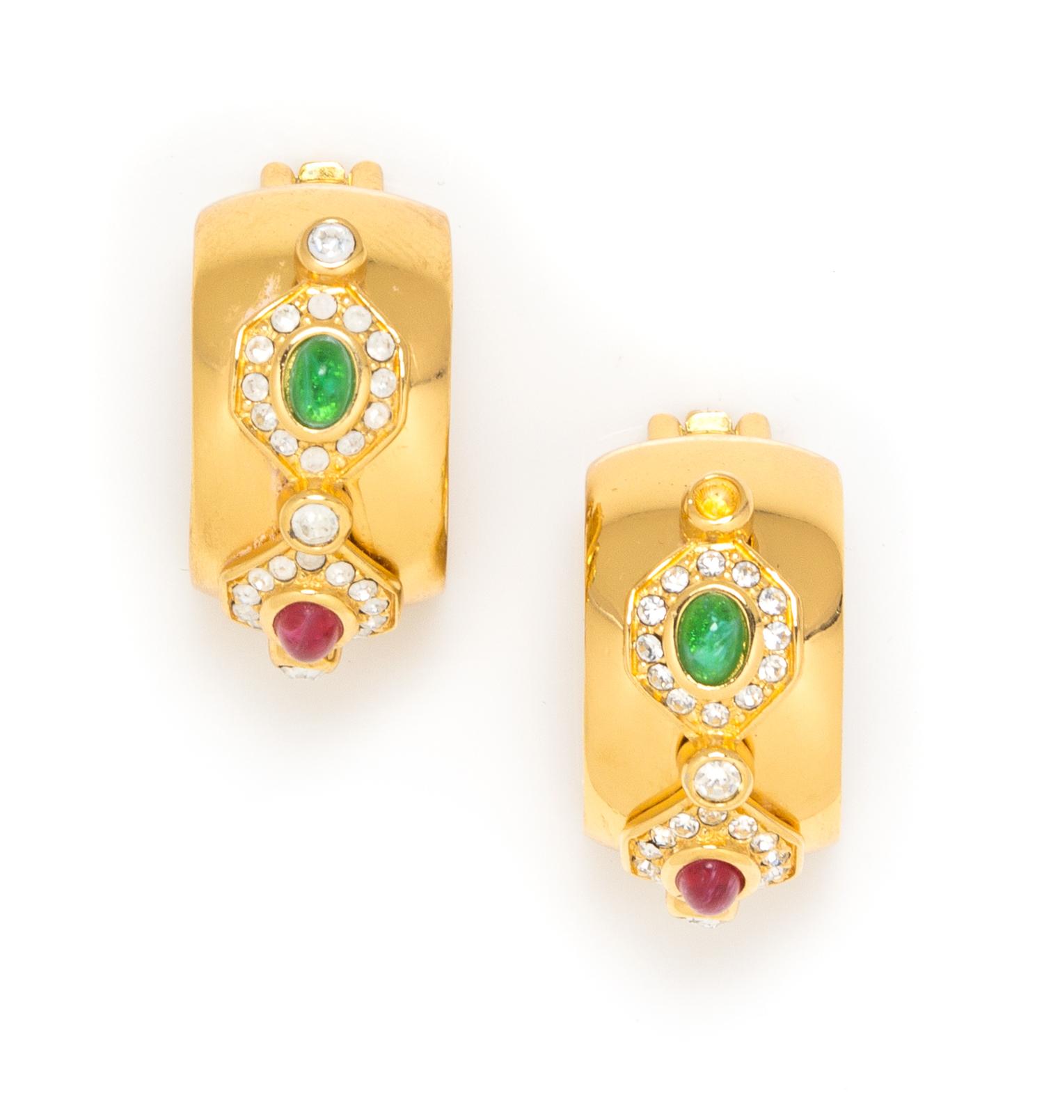 A Pair of Christian Dior Goldtone Earclips, 1" x .75".