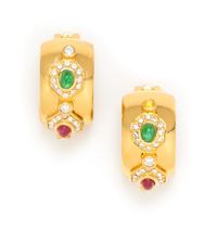 A Pair of Christian Dior Goldtone Earclips, 1" x .75".