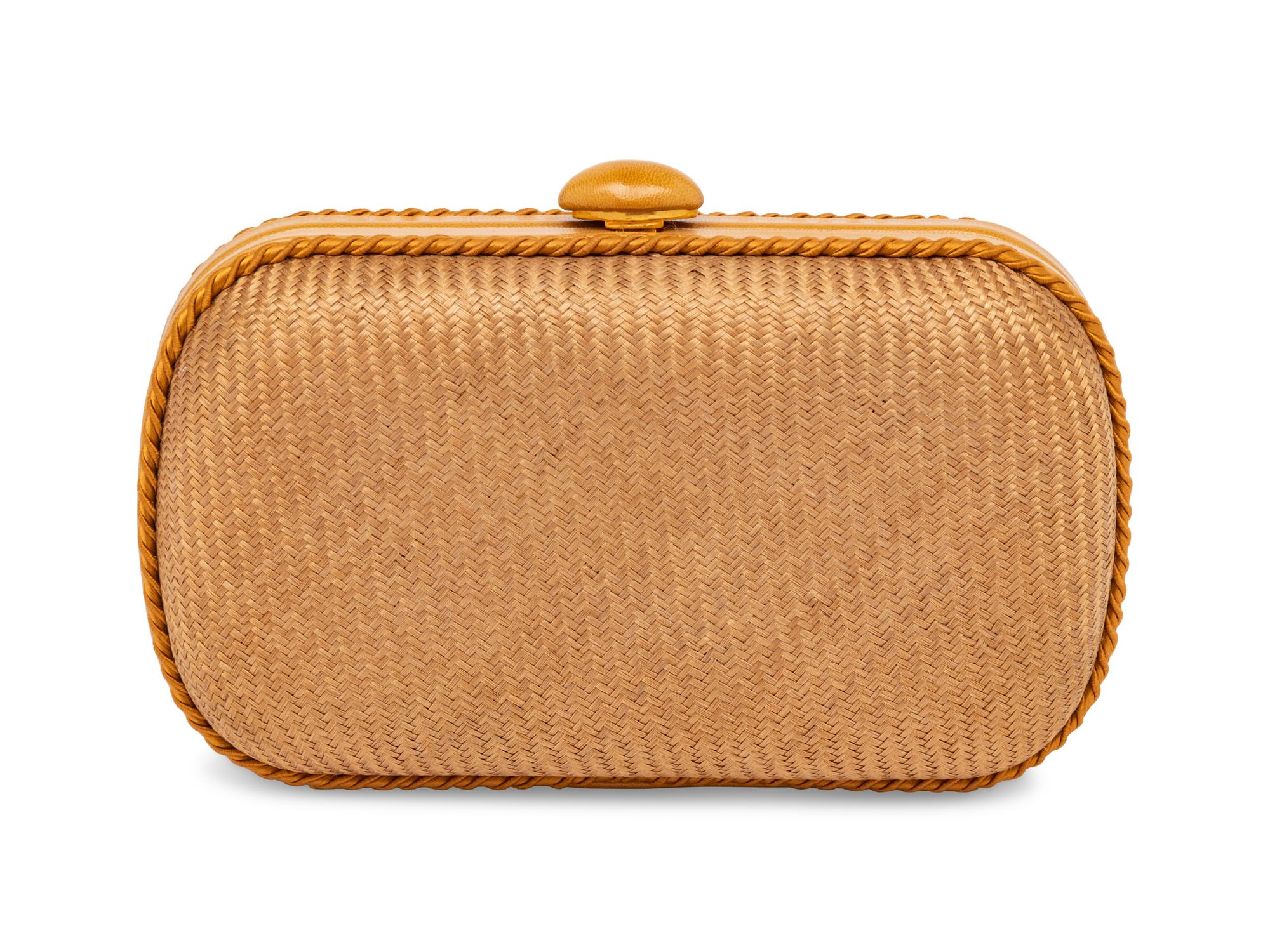 BOTTEGA VENETA, GOLD STRAW CLUTCH
