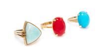 A Collection of Yellow Gold and Gemstone Rings, 14.70 dwts.