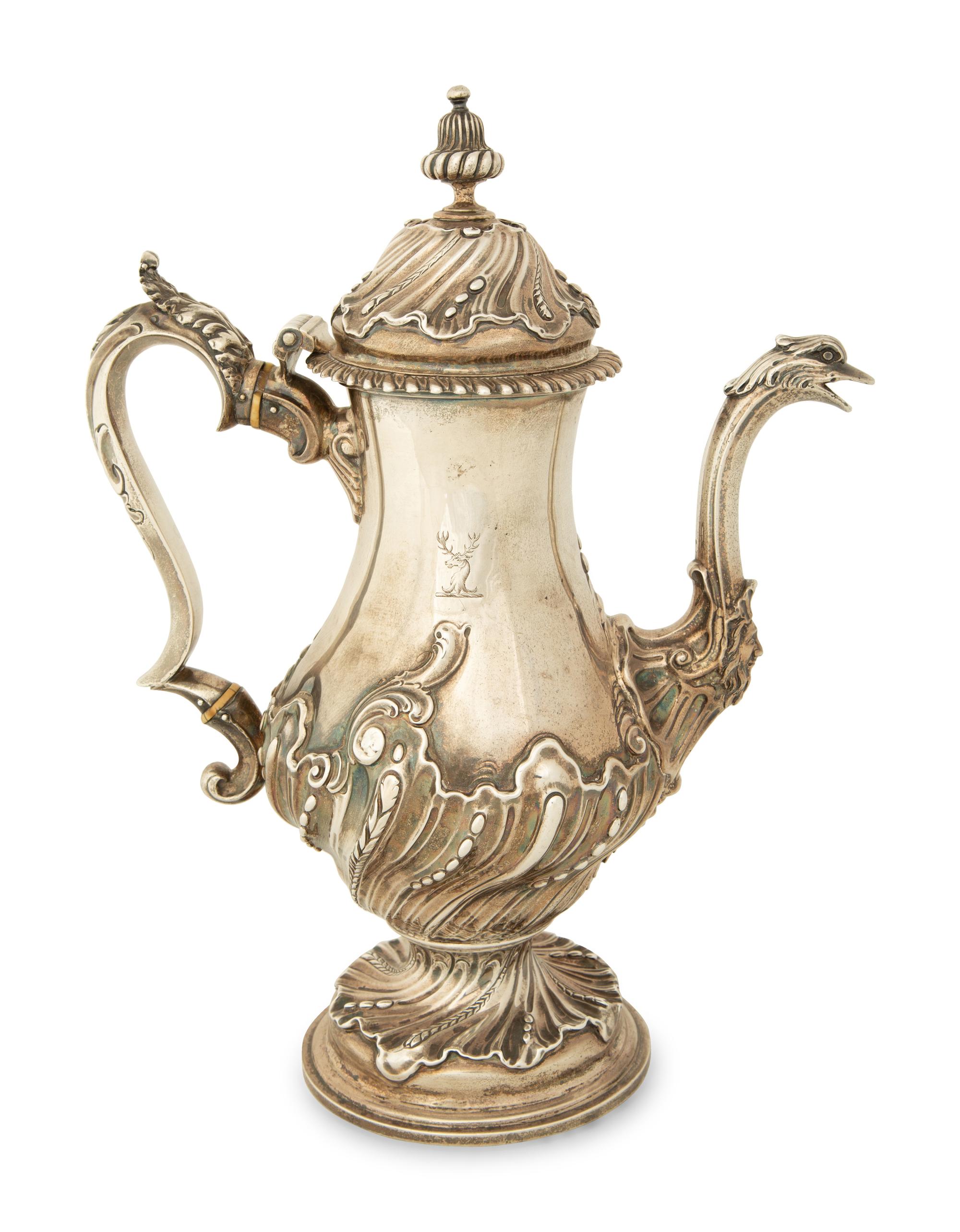 A George II Silver Coffee Pot — William Shaw and William Priest, London, 1759