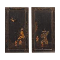 A Pair of Chinese Export Black and Parcel Gilt Lacquer Low Tables