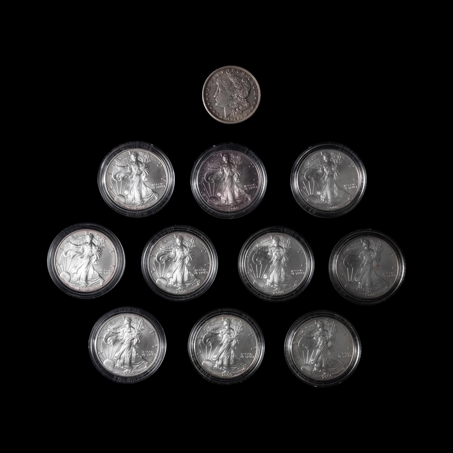 A Group of Ten 2000 Silver Eagle 1 oz. Rounds