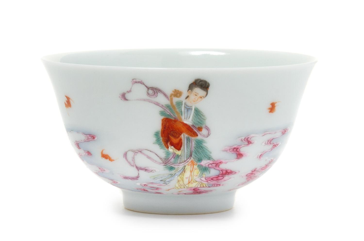 A Famille Rose Porcelain Teacup Diameter 3 1/4 inches.