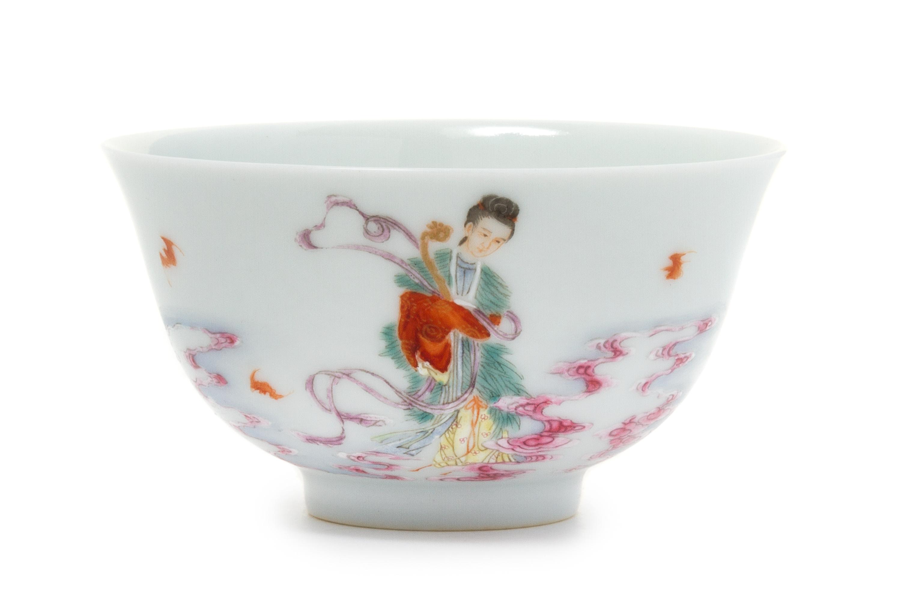 A Famille Rose Porcelain Teacup Diameter 3 1/4 inches.