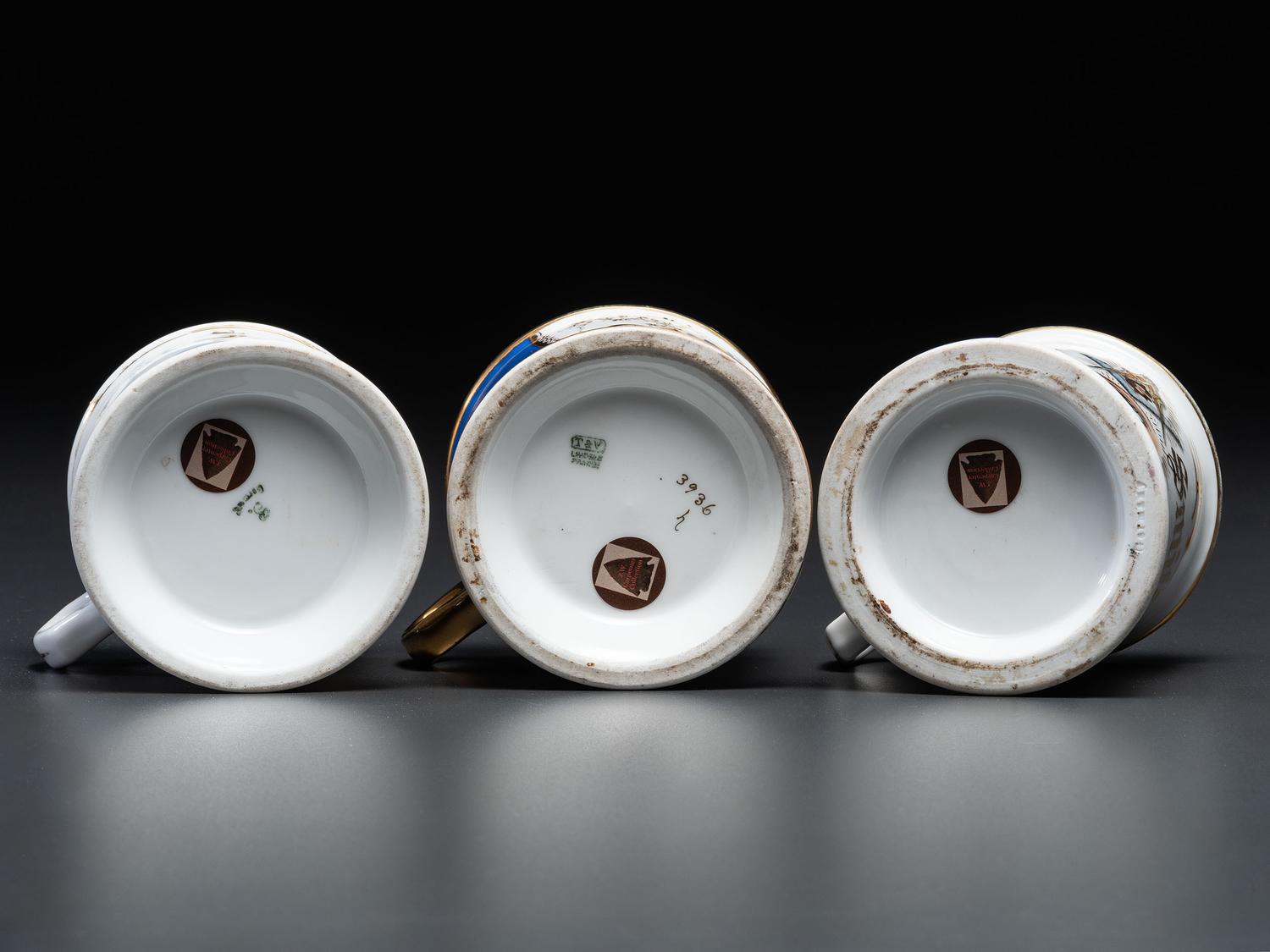Three Fraternal Porcelain Shaving Mugs