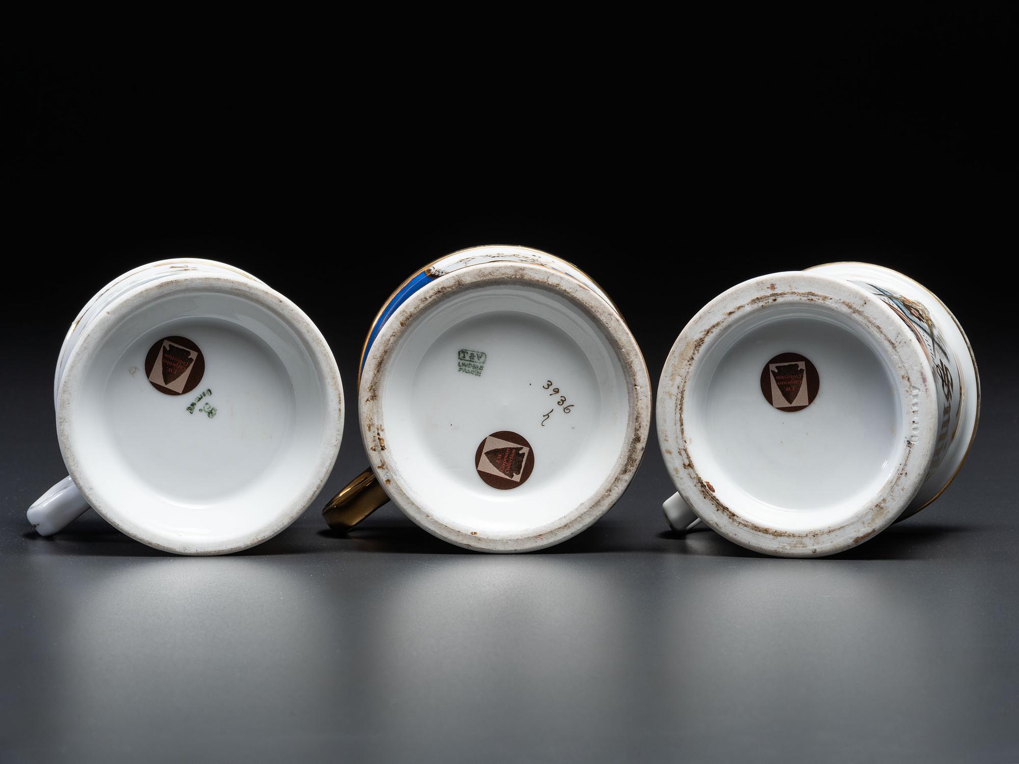 Three Fraternal Porcelain Shaving Mugs