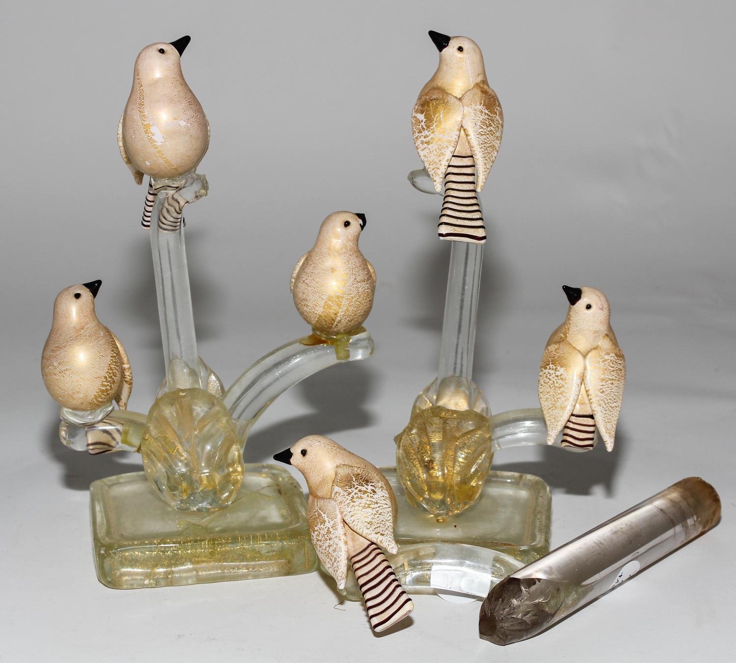 A Pair of Italian Glass Figural Groups Height 9 1/4 inches. — MID 20TH CENTURY