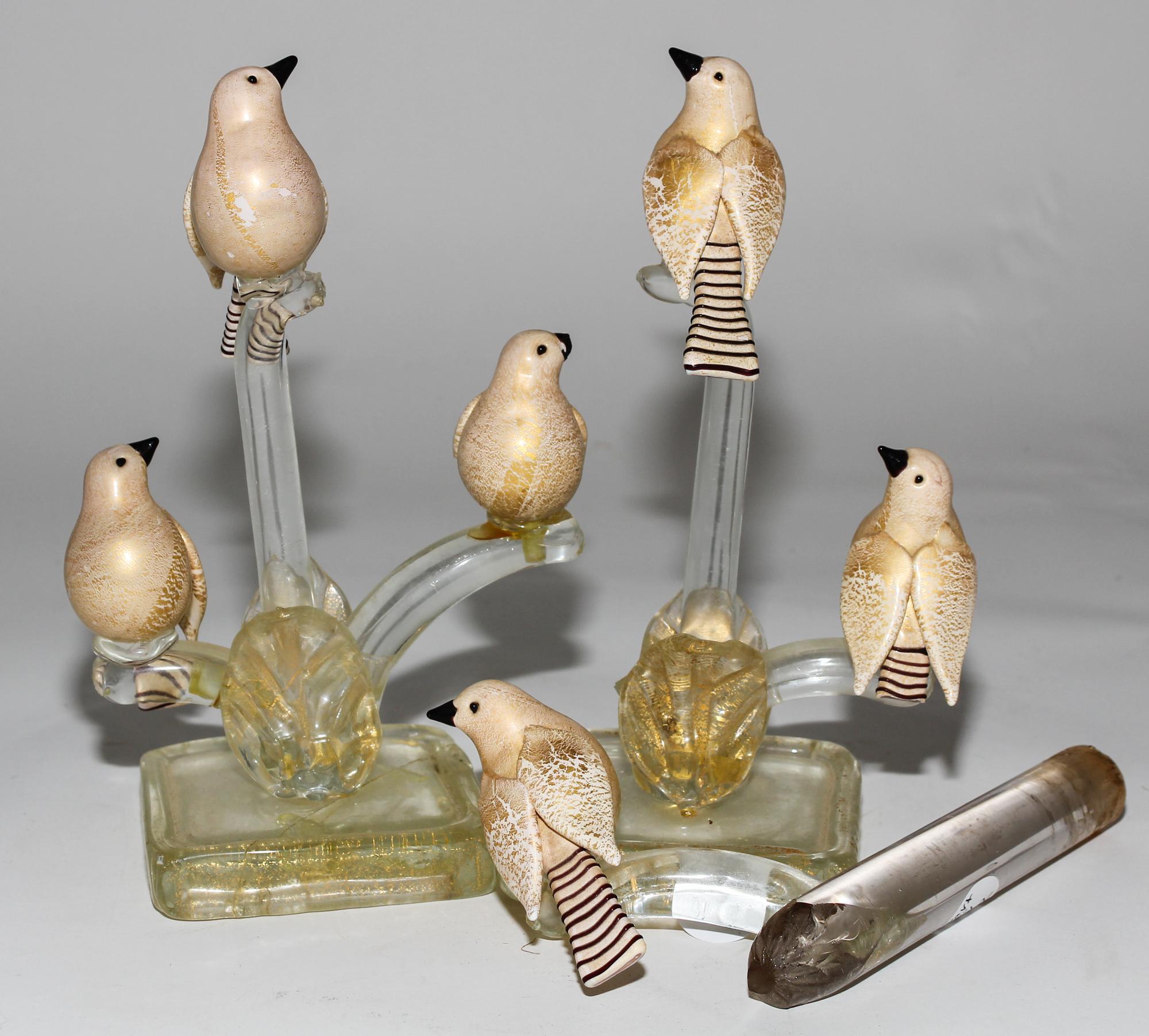 A Pair of Italian Glass Figural Groups Height 9 1/4 inches. — MID 20TH CENTURY