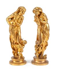 A Pair of French Gilt Metal Figural Groups Height 27 1/2 inches. — LATE 19TH CENTURY