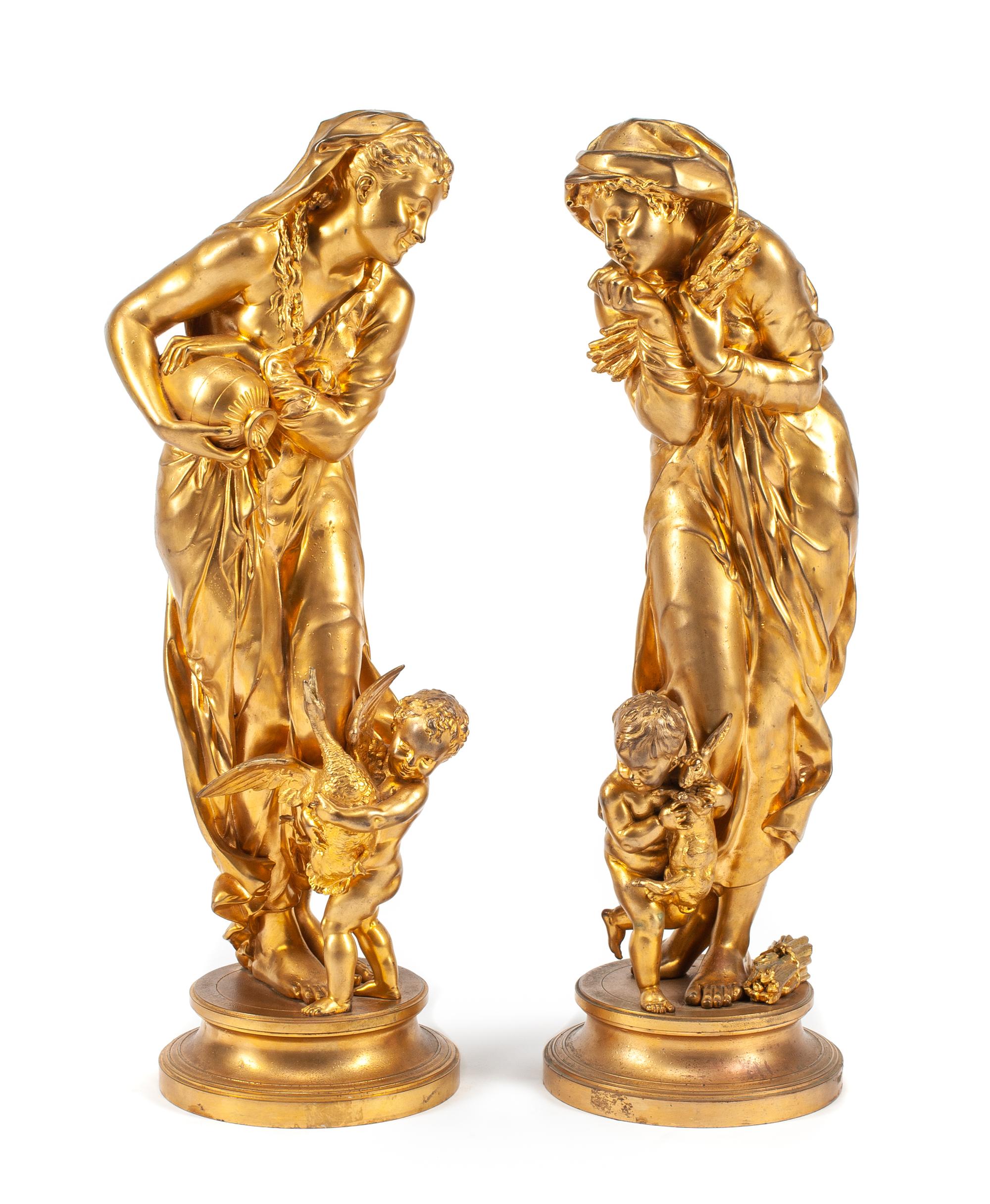 A Pair of French Gilt Metal Figural Groups Height 27 1/2 inches. — LATE 19TH CENTURY