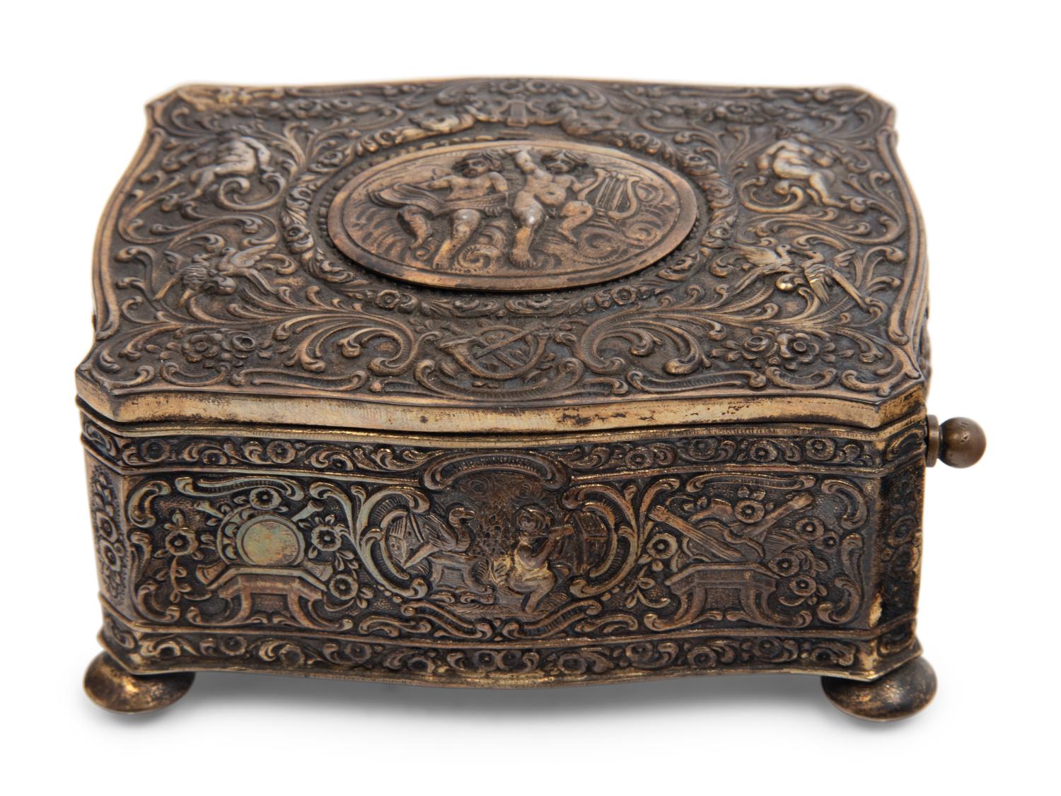 A German Silver-Gilt Singing Bird Automaton Box