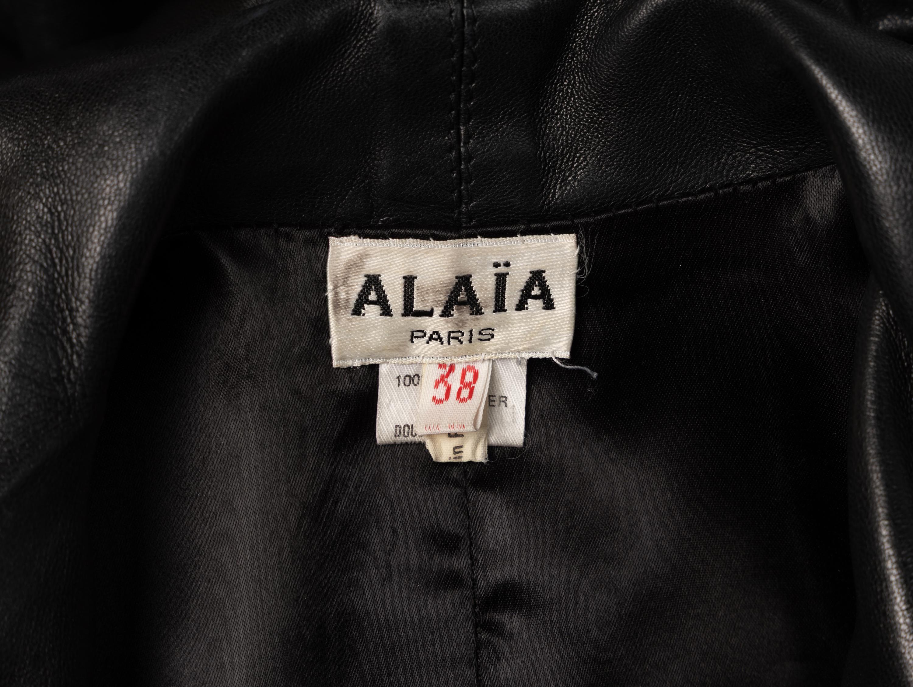 Alaïa, Black Leather Peplum Jacket, 1980s