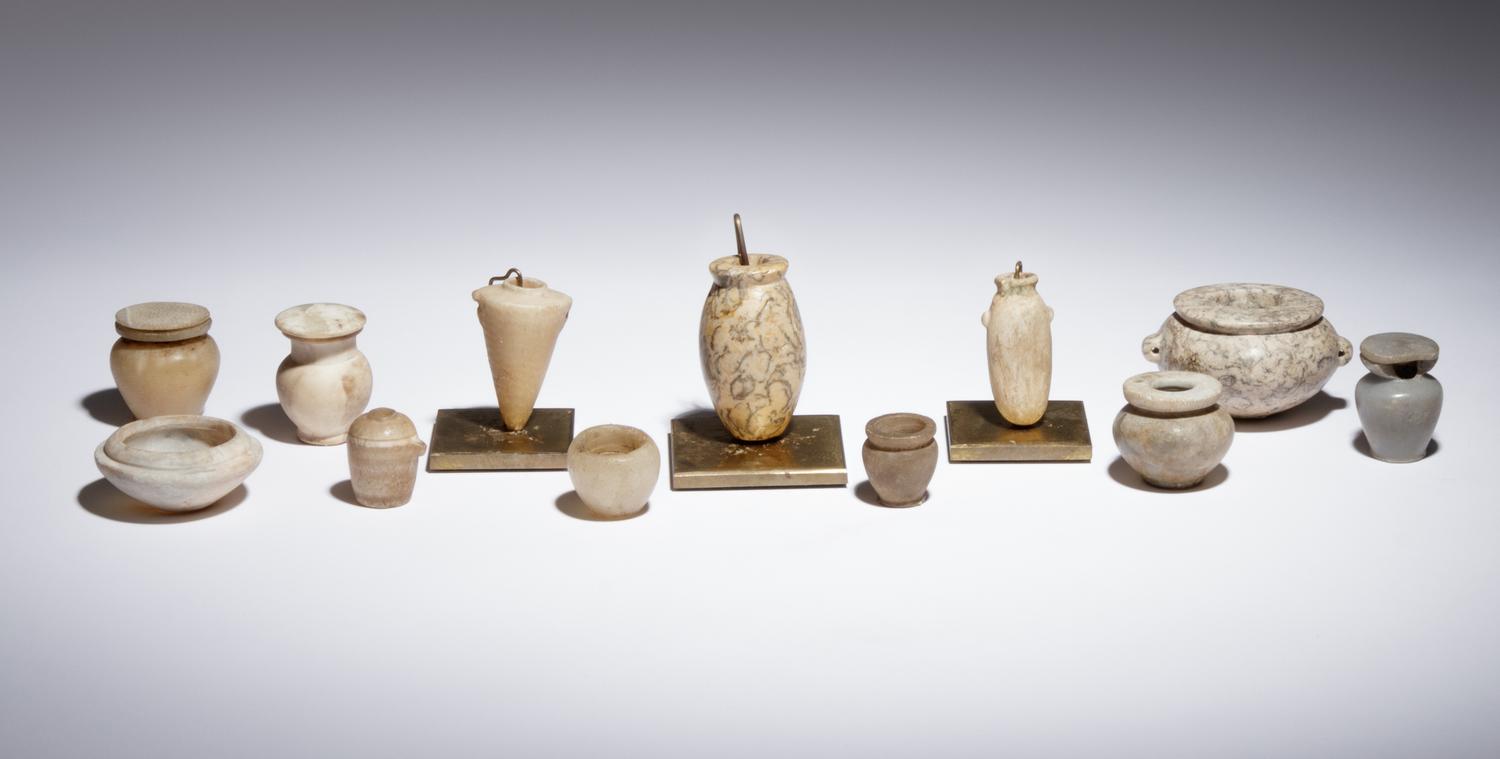 Twelve Egyptian Alabaster, Breccia and Other Stone Vessels