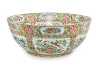 A Large and Fine Chinese Export Rose Canton Porcelain Punch Bowl Diameter 18 1/8 inches. — EARLY 19TH CENTURY