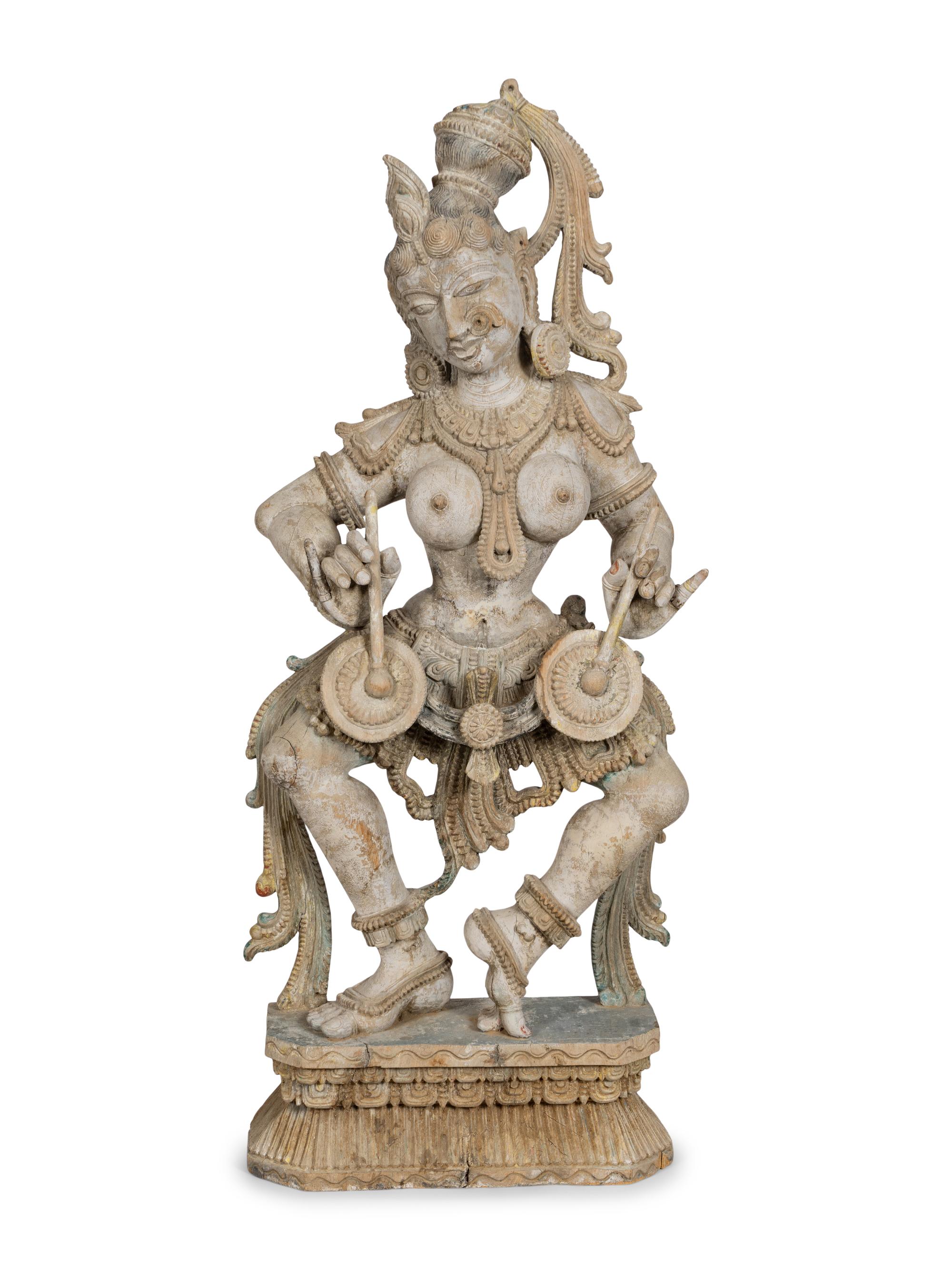 A Large South Indian Carved Goddess Figure