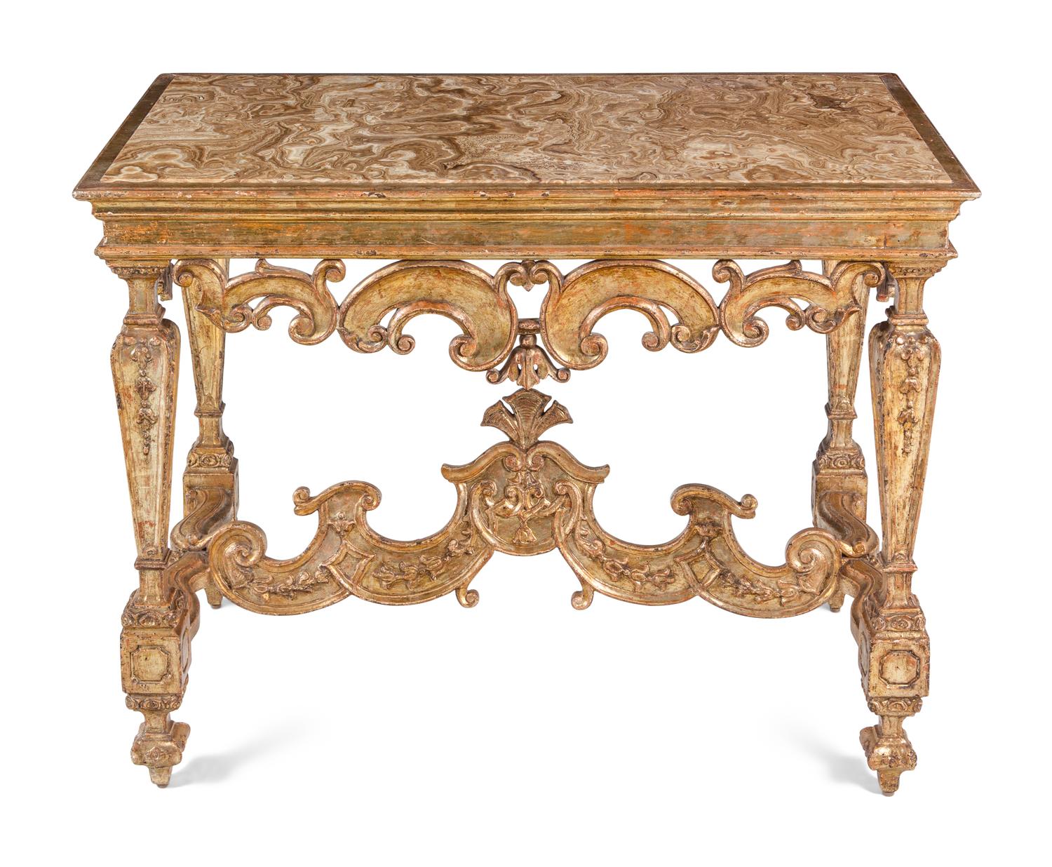 An Italian Baroque Mecca Onyx-Top Console Table