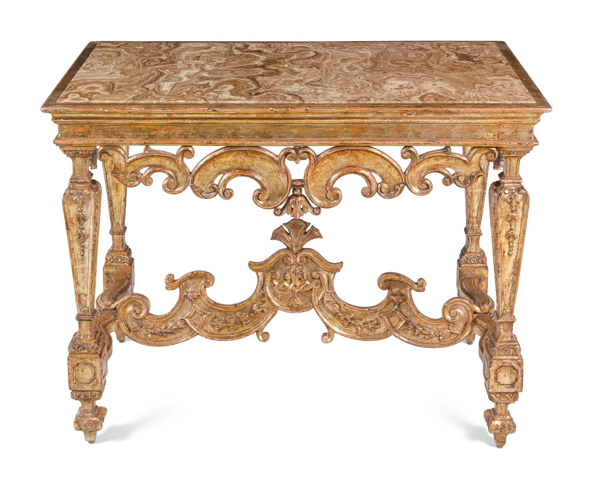 An Italian Baroque Mecca Onyx-Top Console Table