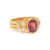 YELLOW GOLD, PINK TOURMALINE AND DIAMOND RING