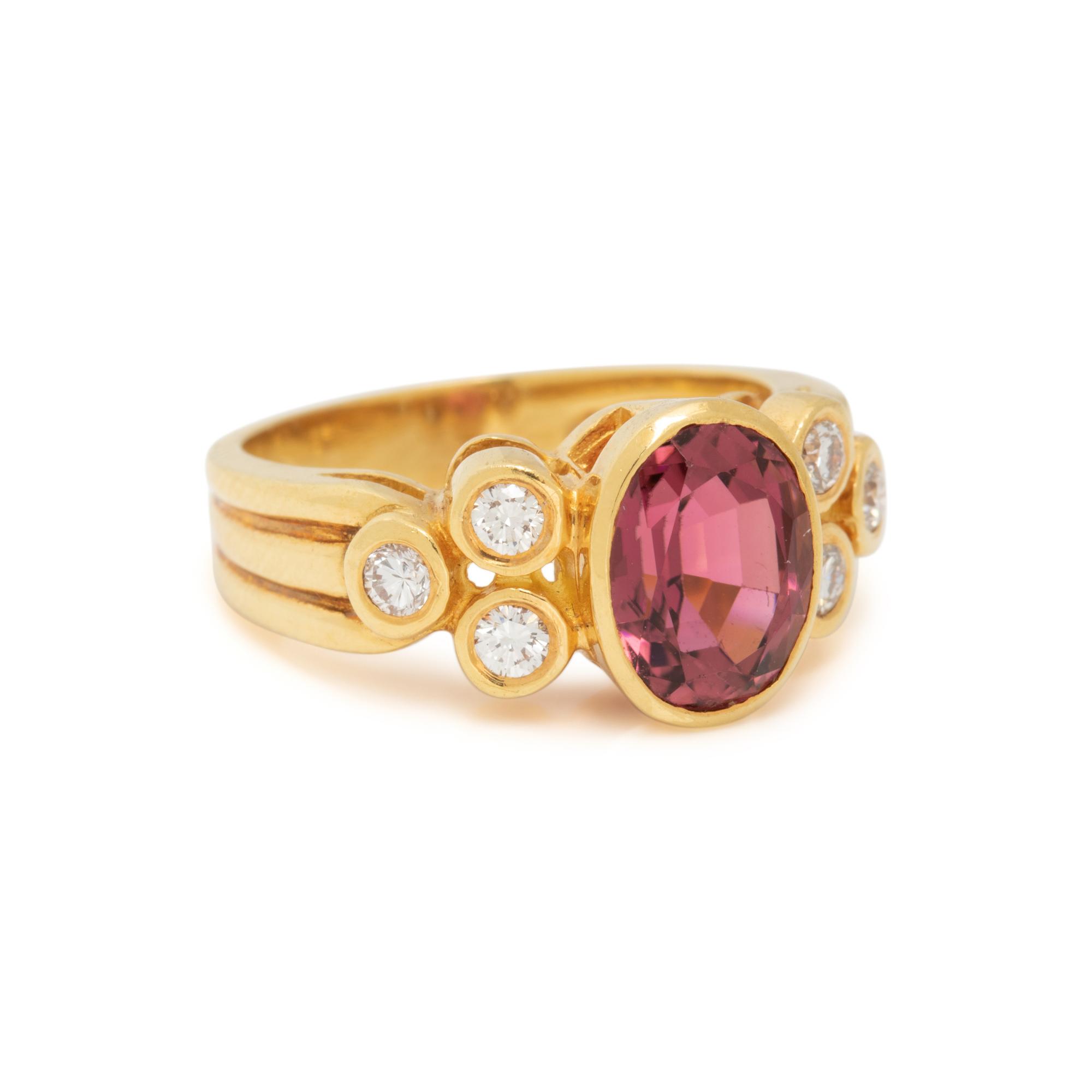YELLOW GOLD, PINK TOURMALINE AND DIAMOND RING